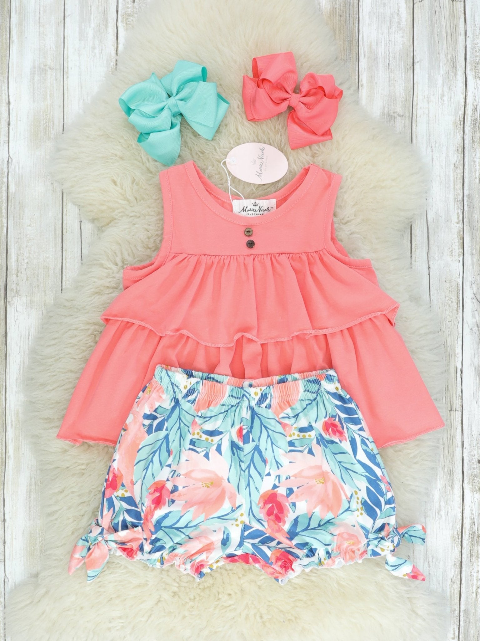 Tropical Floral Ruffle Shorts Outfit - Marie Nicole Clothing