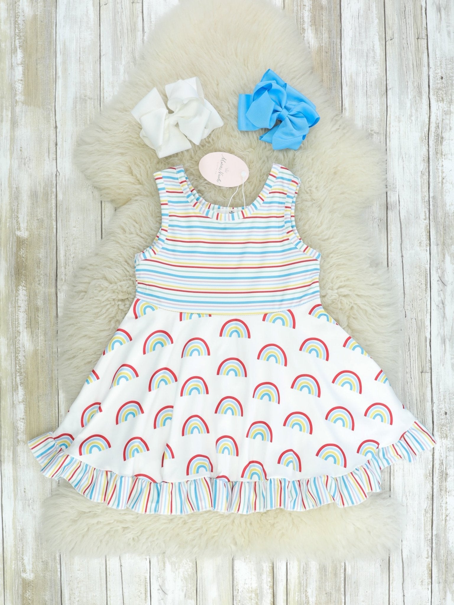 Rainbow Striped Tank Dress - Marie Nicole Clothing