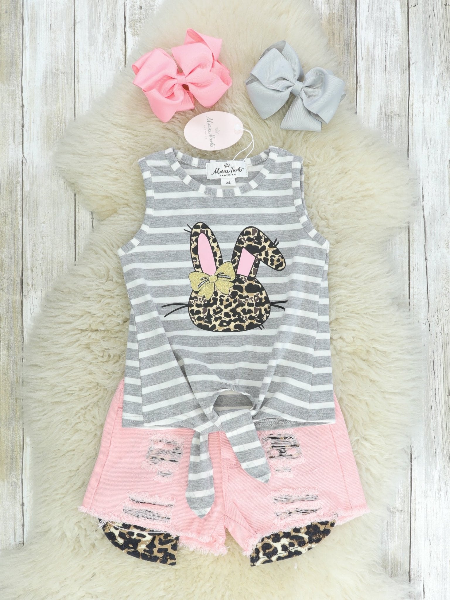 Leopard Bunny Tank & Distressed Denim Outfit - Marie Nicole Clothing