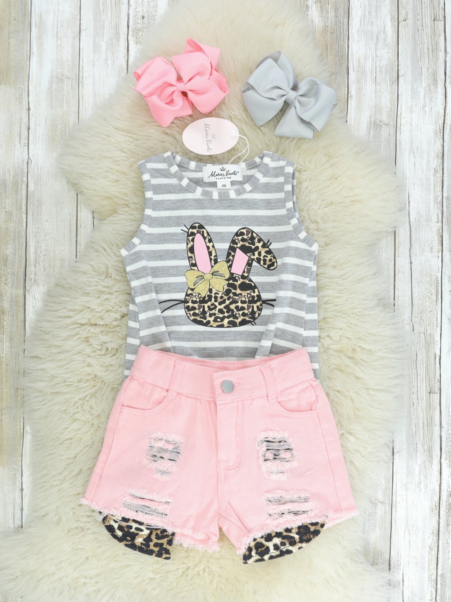Leopard Bunny Tank & Distressed Denim Outfit - Marie Nicole Clothing