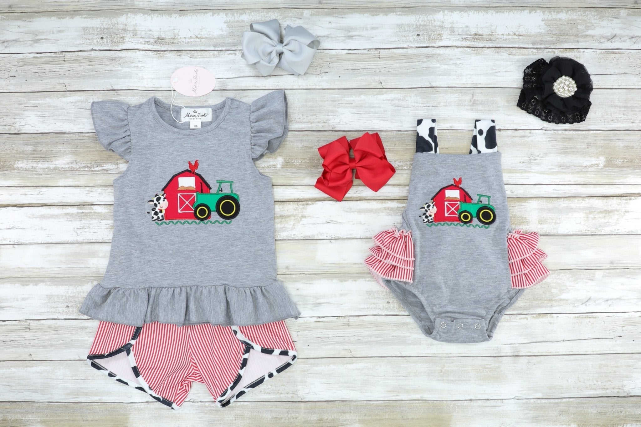 Cow Farmer Romper - Marie Nicole Clothing