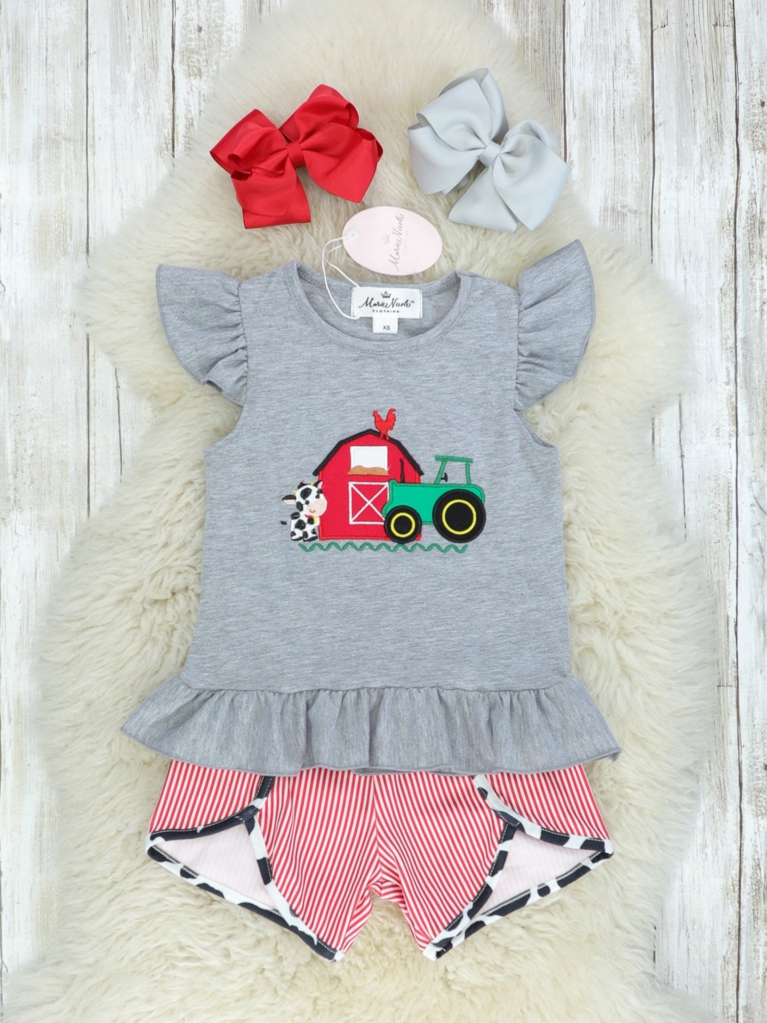 Cow Farmer Ruffle Shorts Outfit - Marie Nicole Clothing