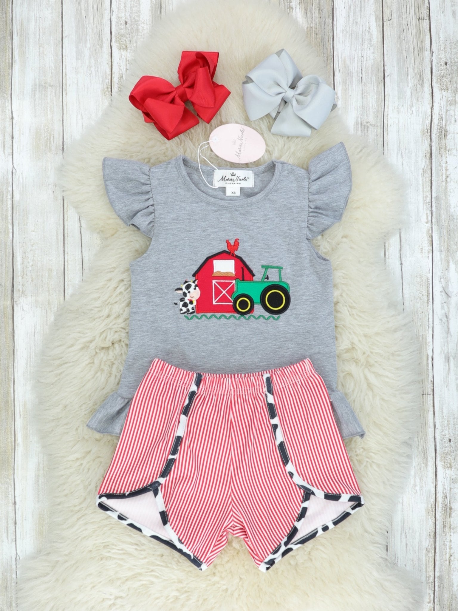 Cow Farmer Ruffle Shorts Outfit - Marie Nicole Clothing