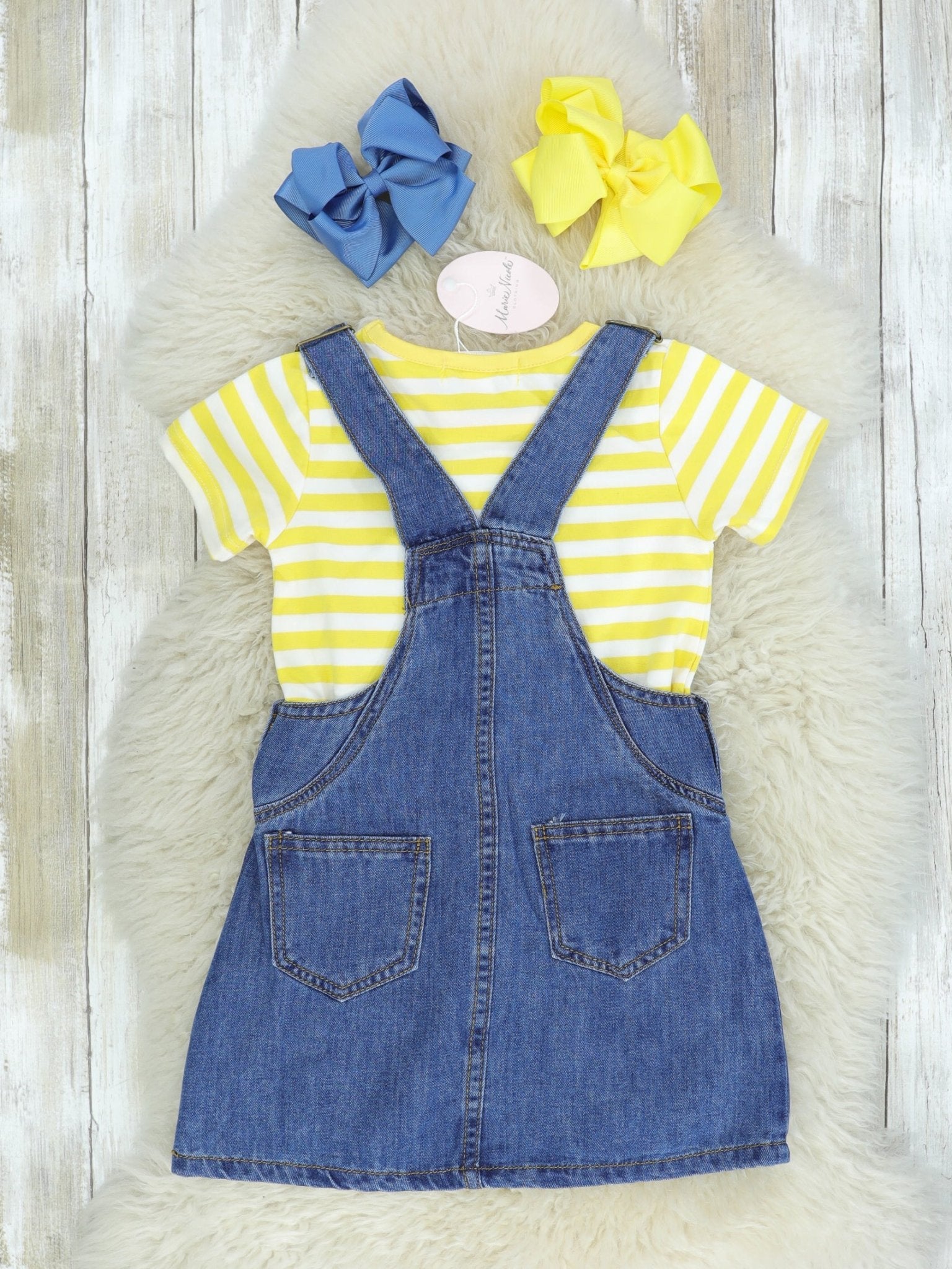 Sunflower Denim Overalls Set - Marie Nicole Clothing