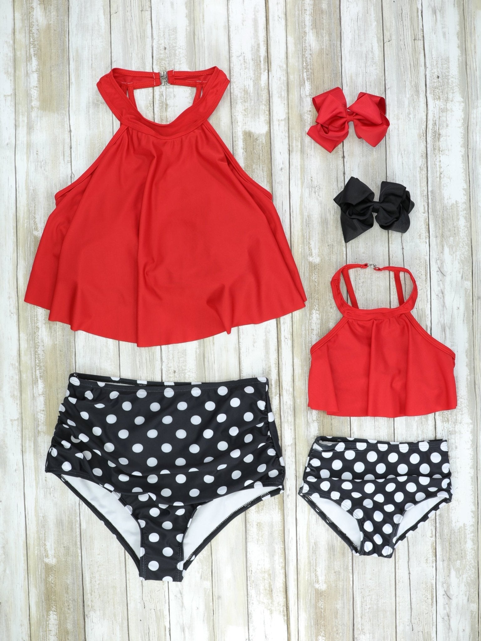 Mom & Me Red Halter Swimsuit - Marie Nicole Clothing