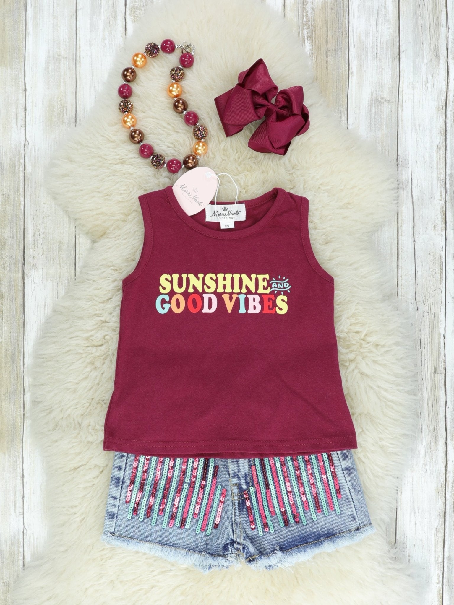 Sunshine & Good Vibes Denim Shorts Outfit - Marie Nicole Clothing