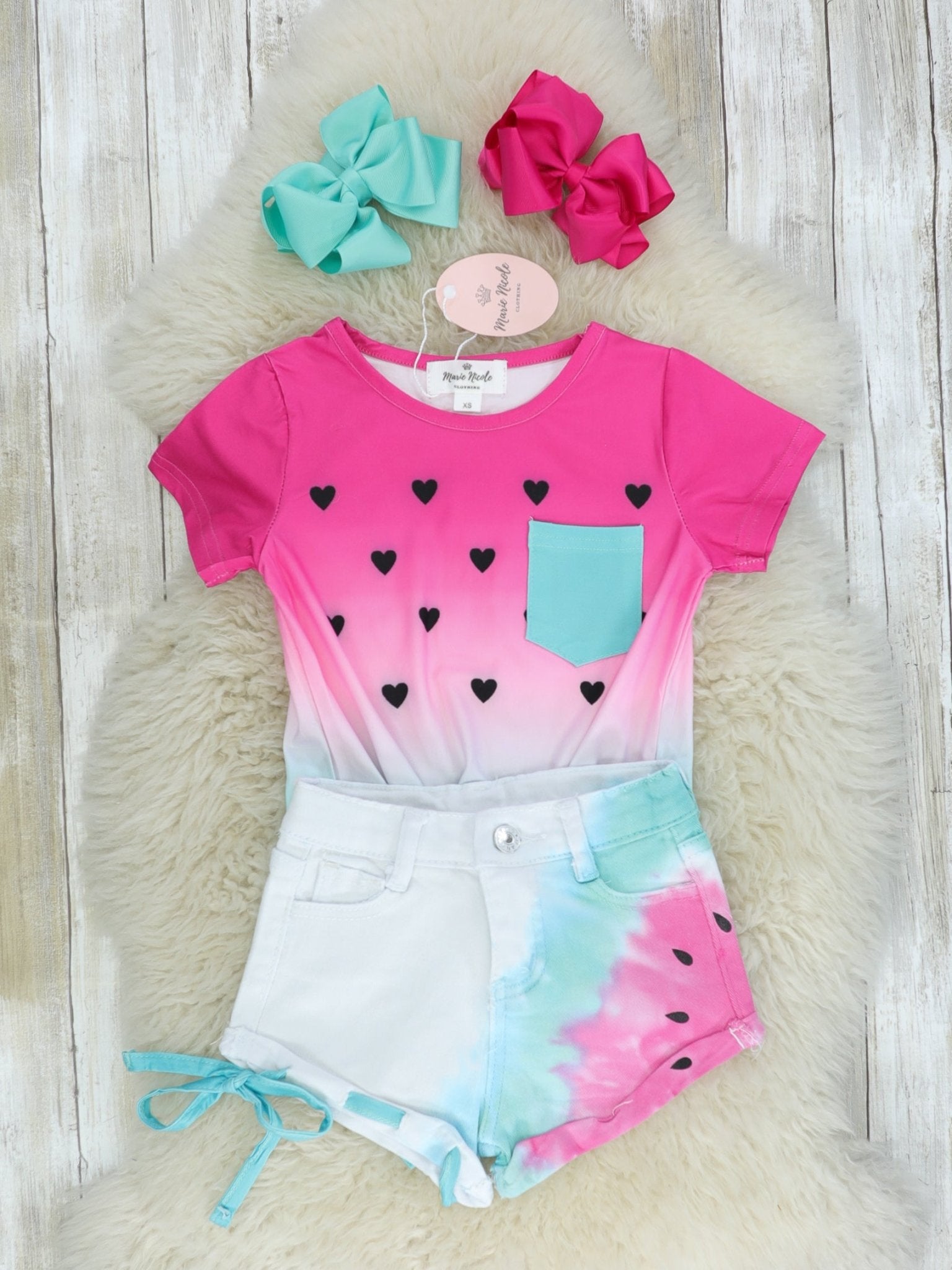 Ombre Watermelon Denim Outfit - Marie Nicole Clothing