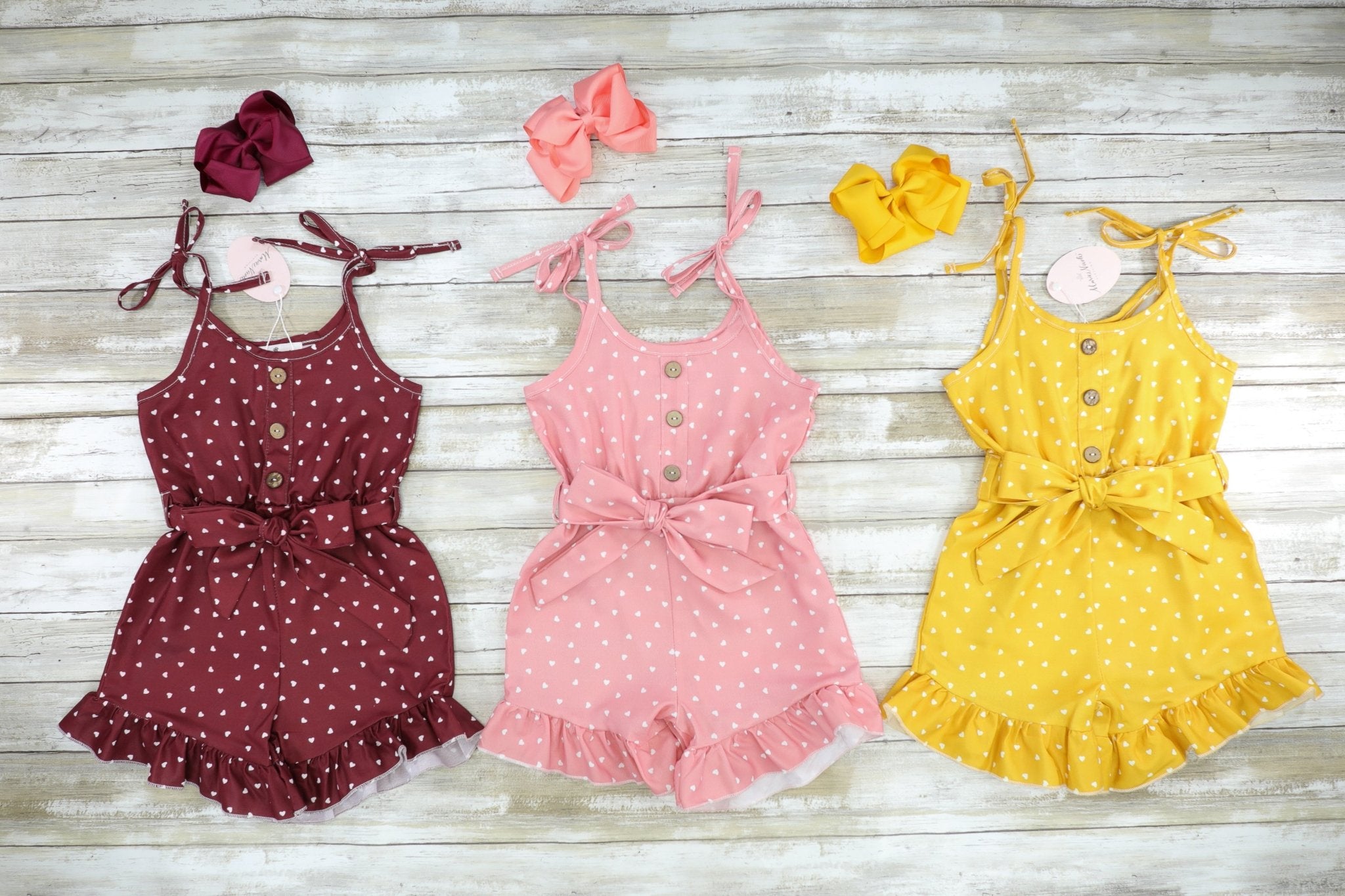 Burgundy Polka Dot Tie Romper - Marie Nicole Clothing