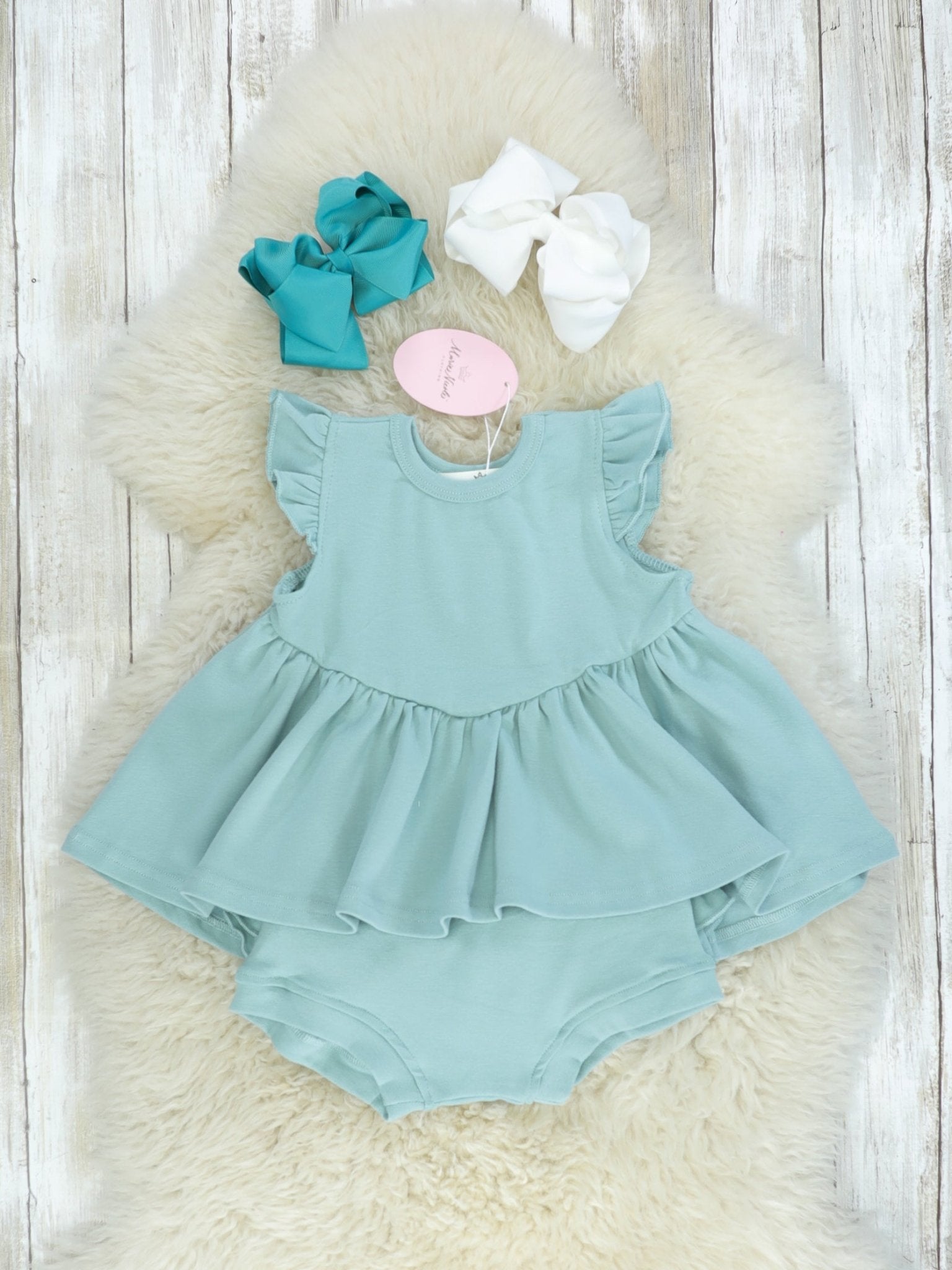 Cotton Hi - Lo Ruffle Top - Nile Blue - Marie Nicole Clothing