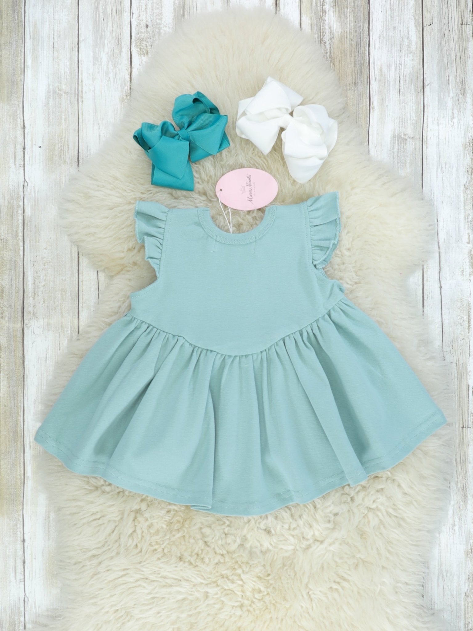 Cotton Hi - Lo Ruffle Top - Nile Blue - Marie Nicole Clothing
