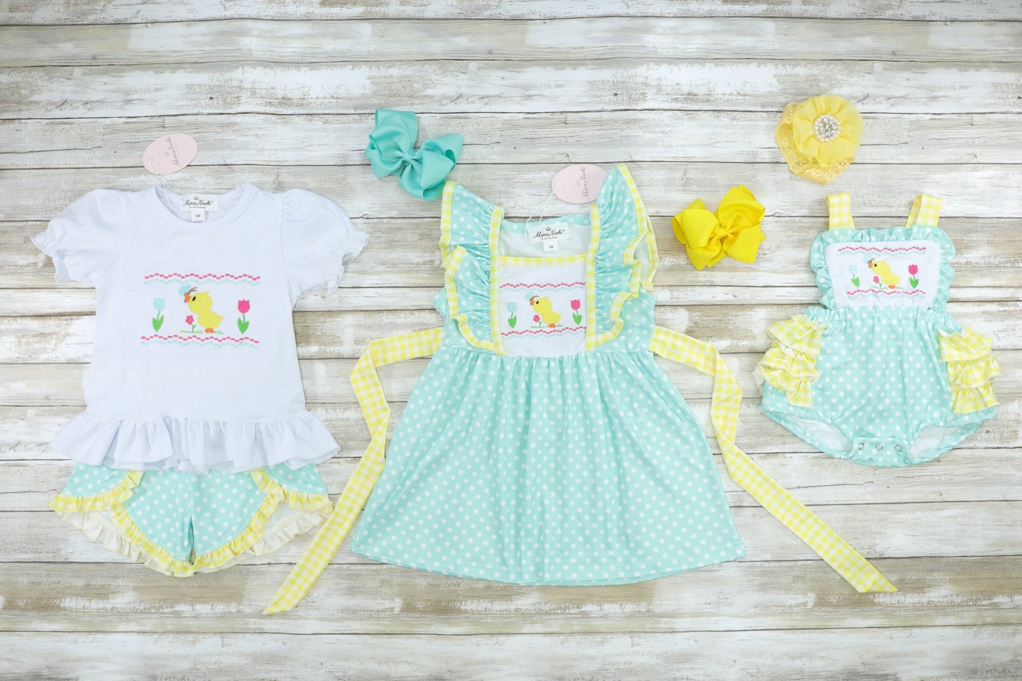 Mint & Yellow Spring Duckling Outfit - Marie Nicole Clothing