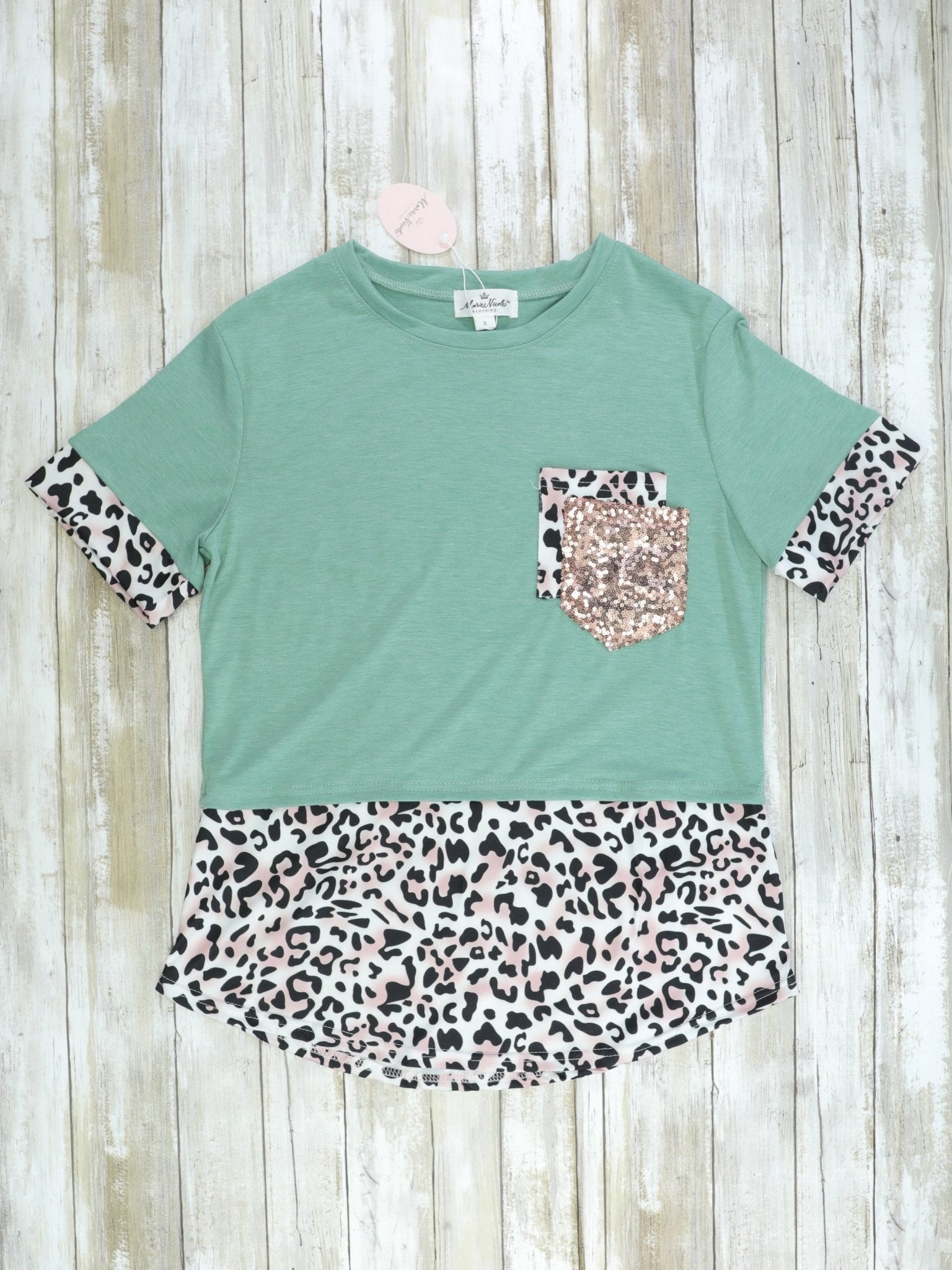 Mom & Me Sage Leopard Shirt - Marie Nicole Clothing