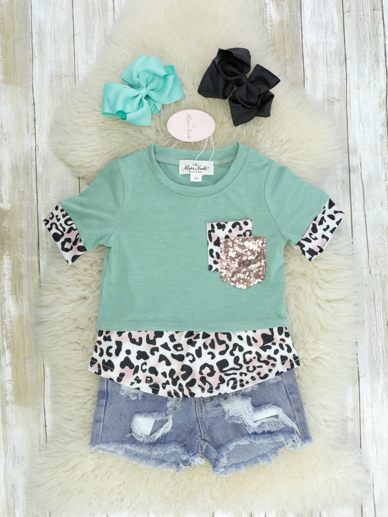 Mom & Me Sage Leopard Shirt - Marie Nicole Clothing