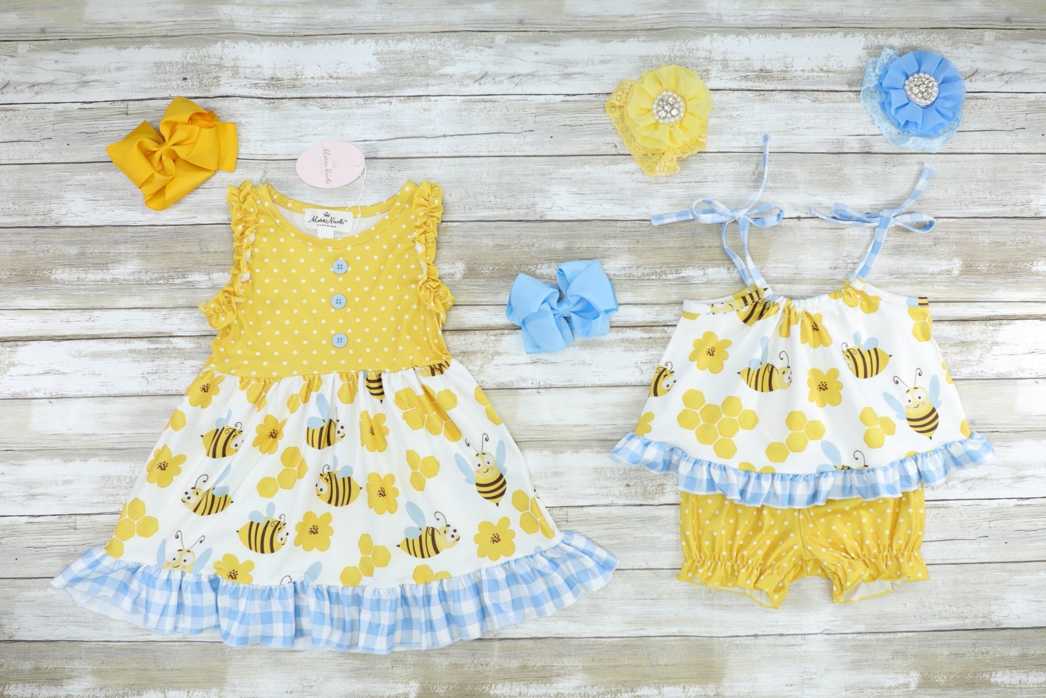 Busy Bees Tank Ruffle Dress - Marie Nicole Clothing