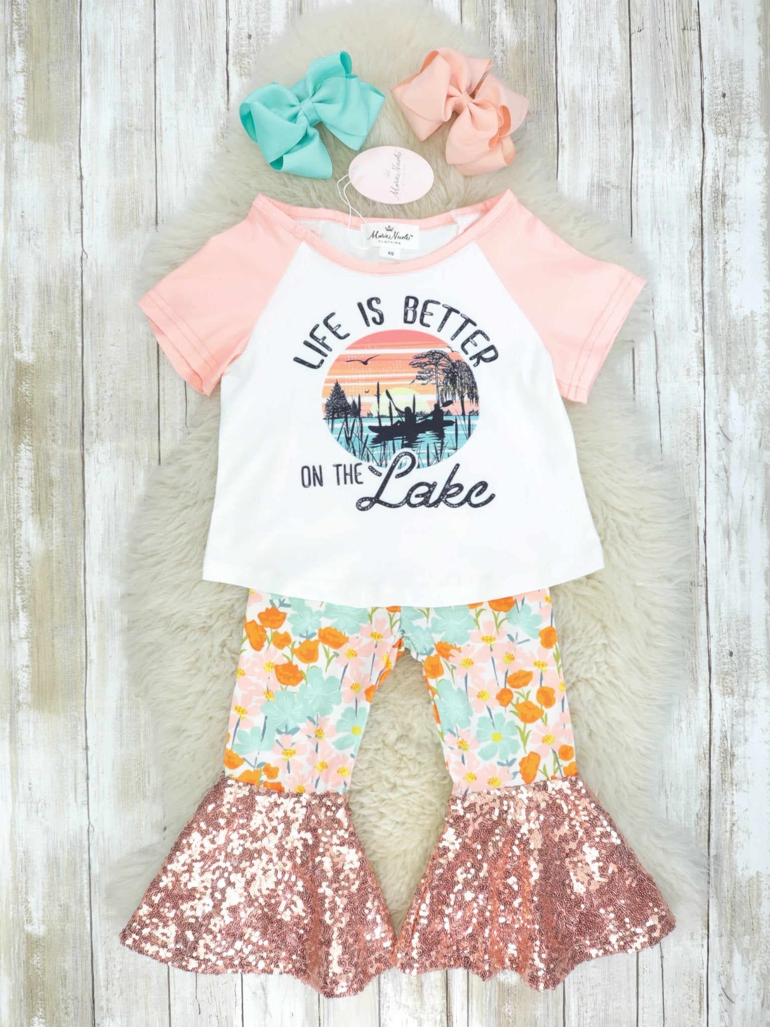 Life Is Better On The Lake Sequin Bells Outfit - Marie Nicole Clothing