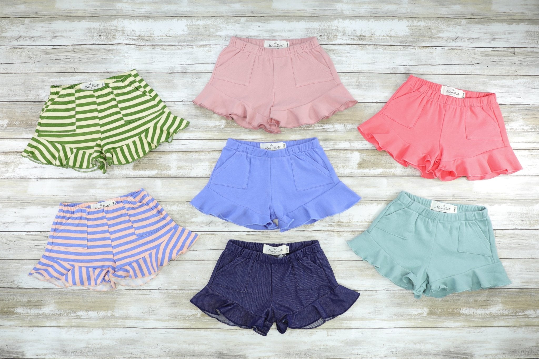 Pocket Ruffle Short - Nile Blue - Marie Nicole Clothing