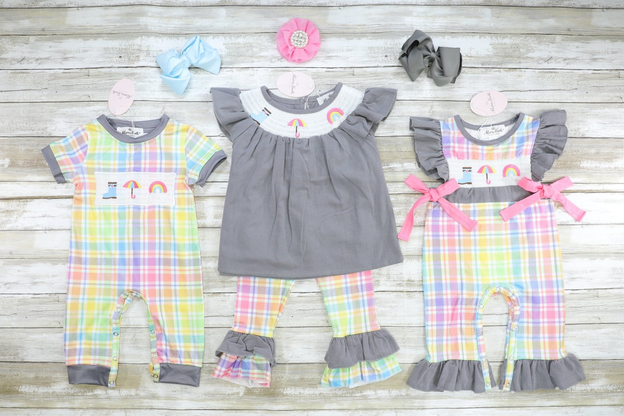 Rainy Day Smocked Ruffle Romper - Marie Nicole Clothing