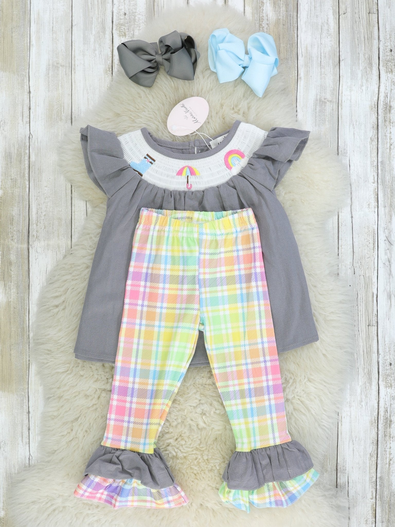 Rainy Day Smocked Ruffle Outfit - Marie Nicole Clothing
