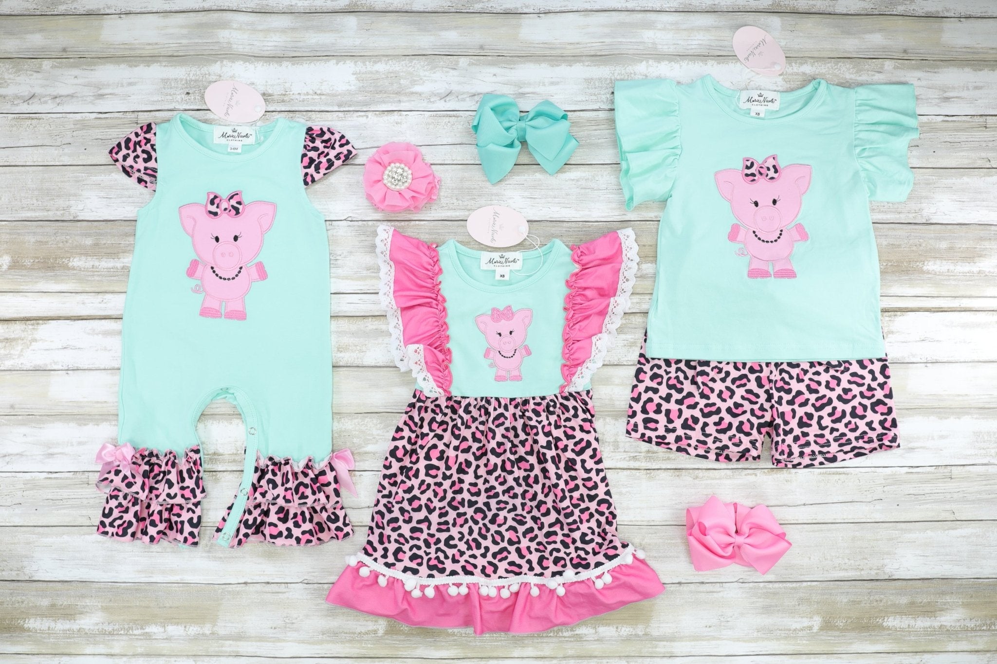 Sassy Pig Ruffle Leopard Dress - Marie Nicole Clothing