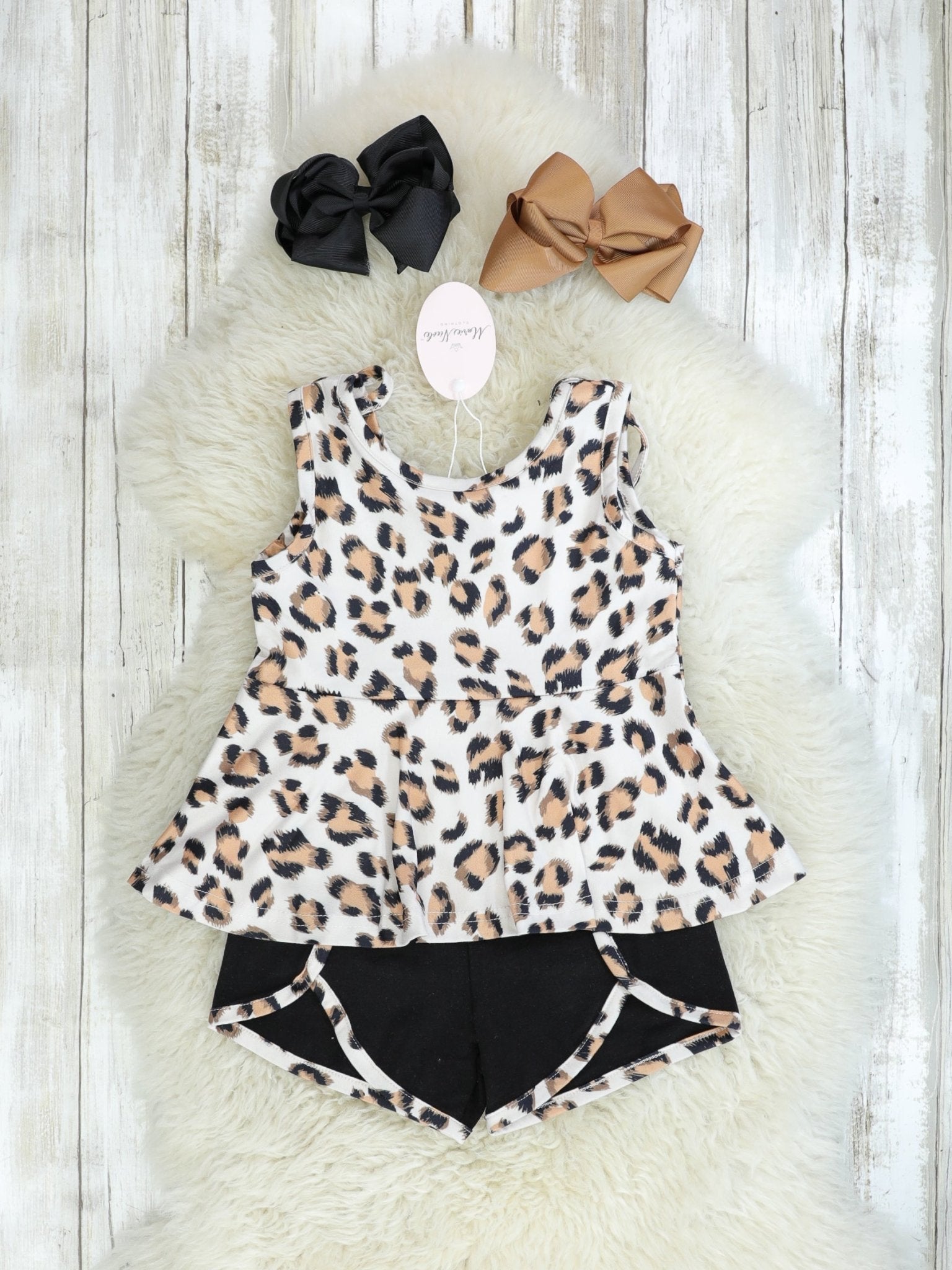 Leopard Peplum Tank & Shorts Outfit - Marie Nicole Clothing