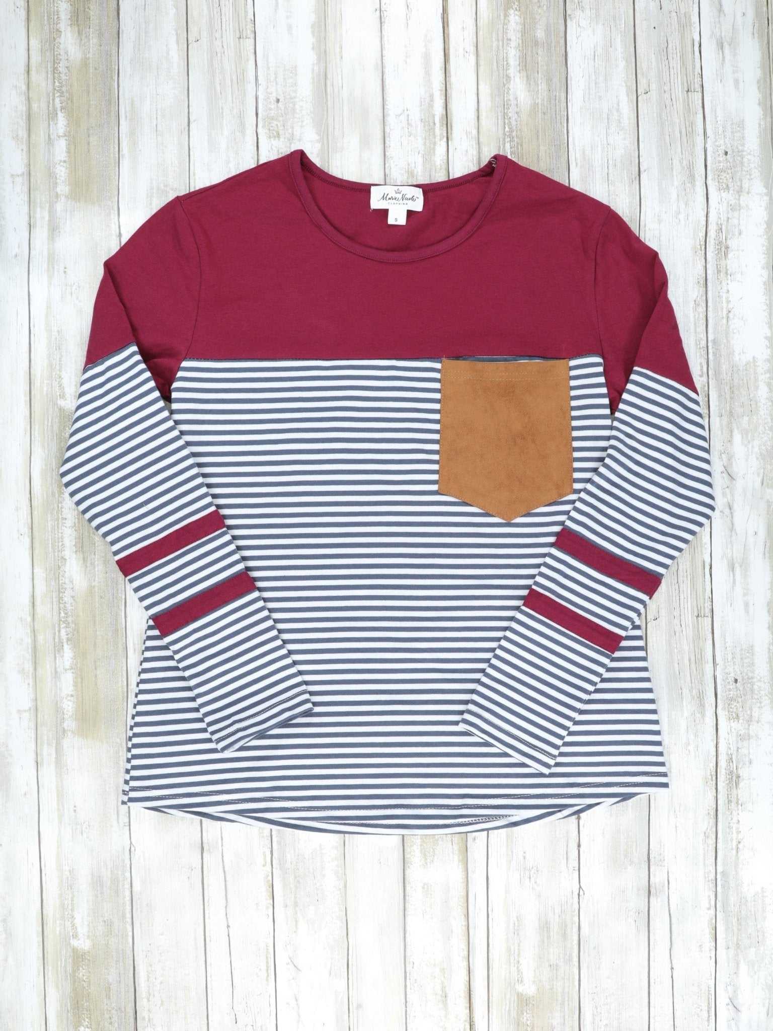 Mom & Me Burgundy Striped Pocket Shirt - Marie Nicole Clothing