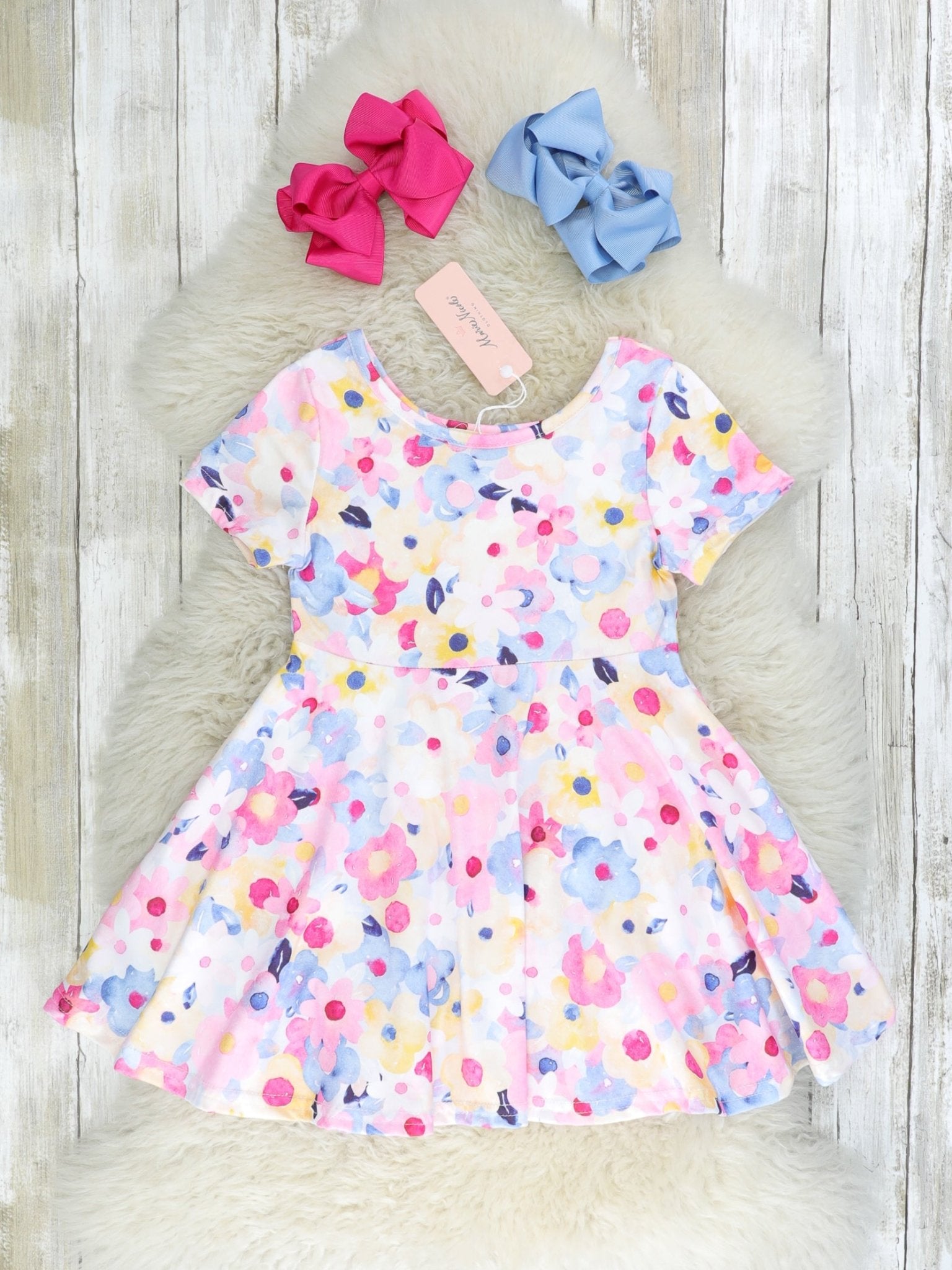 Pastel Floral Swing Dress - Marie Nicole Clothing