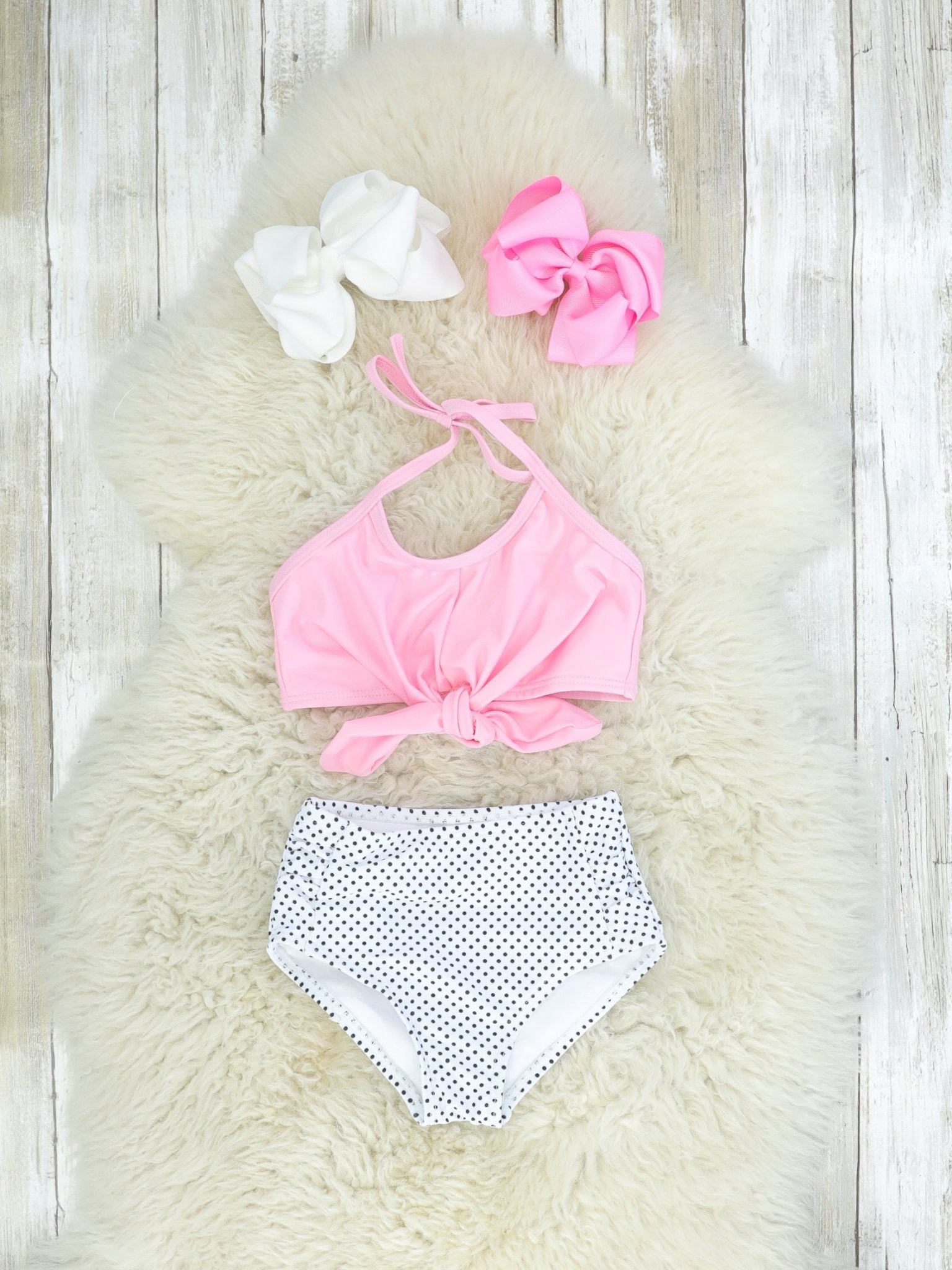Mom & Me Pink Halter Polka Dot Bikini - Marie Nicole Clothing