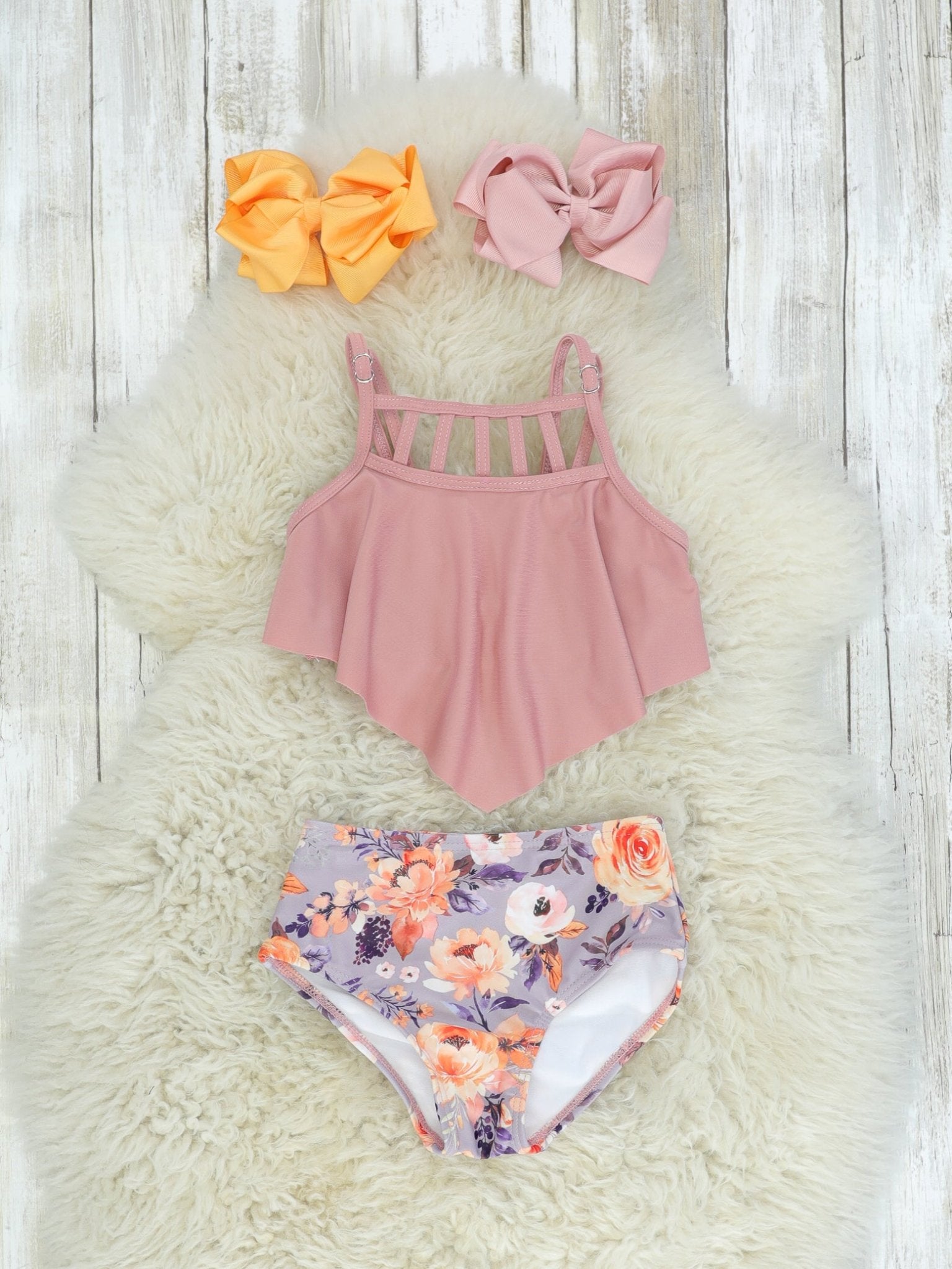 Mom & Me Mauve Floral Bikini - Marie Nicole Clothing