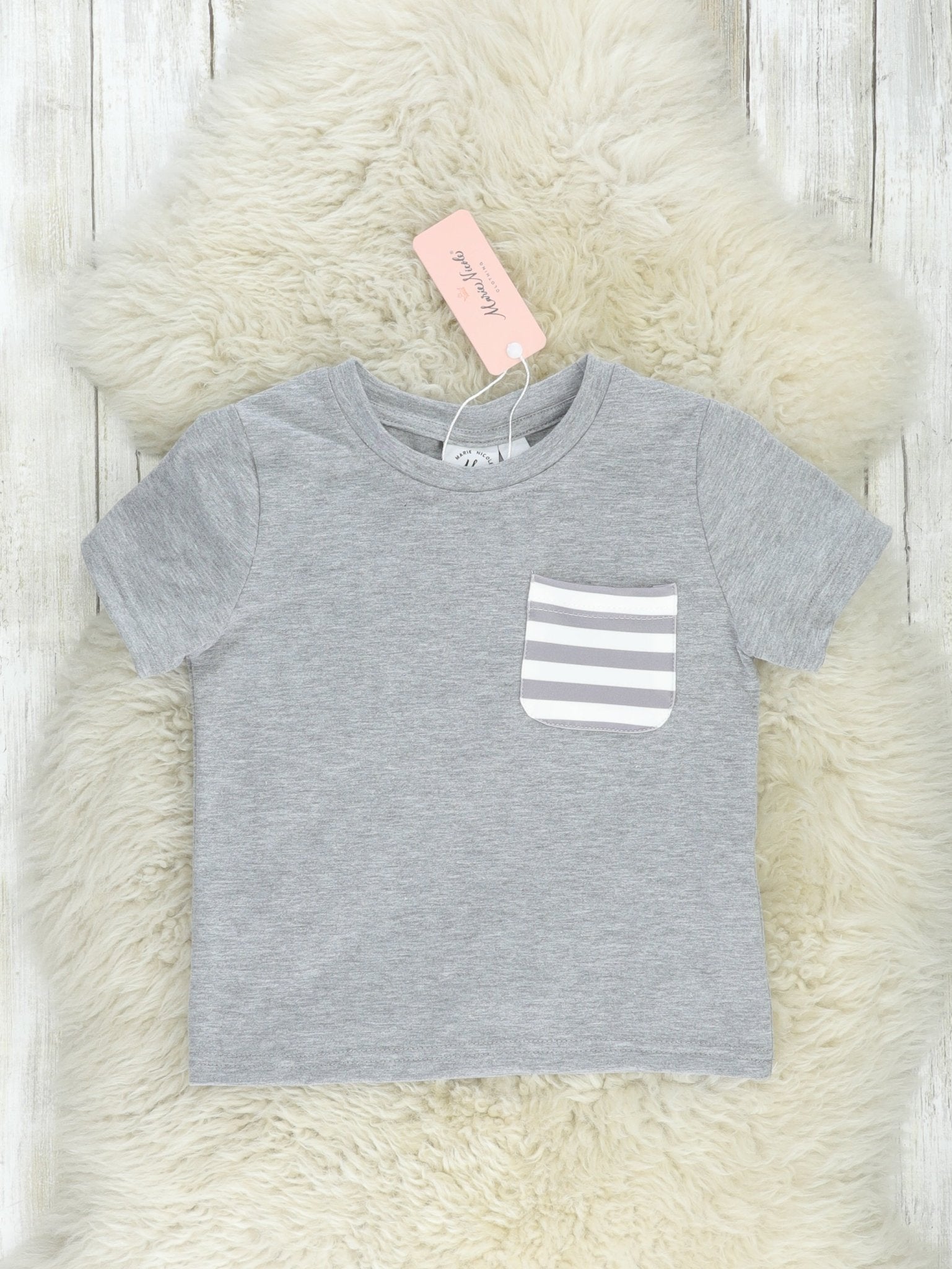 Grey Striped Pocket Shirt - Marie Nicole Clothing