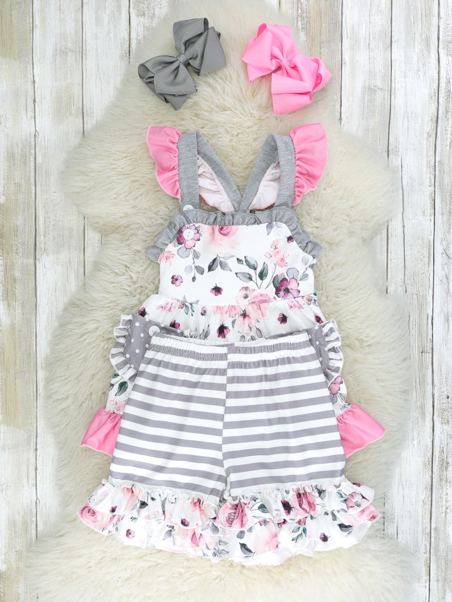 Punch Pink Watercolor Rose Pocket Outfit - Marie Nicole Clothing