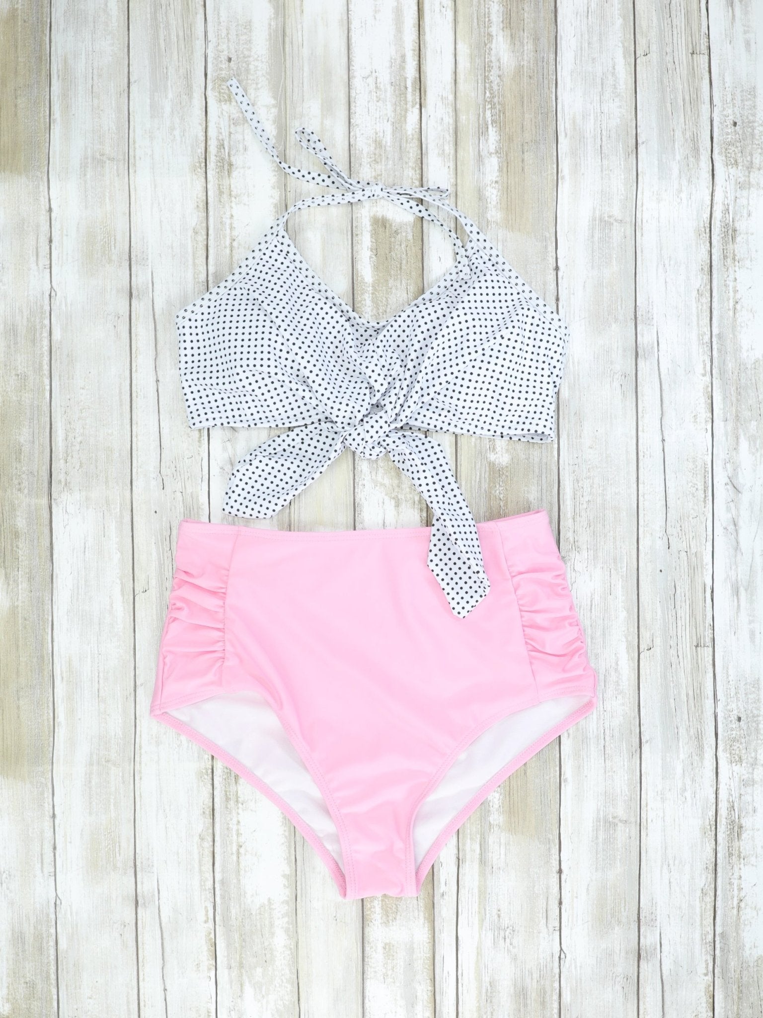Mom & Me Pink Halter Polka Dot Bikini - Marie Nicole Clothing