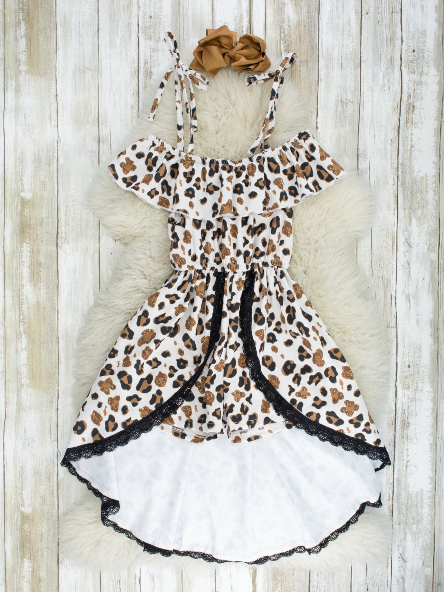 Leopard High - Low Ruffle Jumpsuit - Marie Nicole Clothing