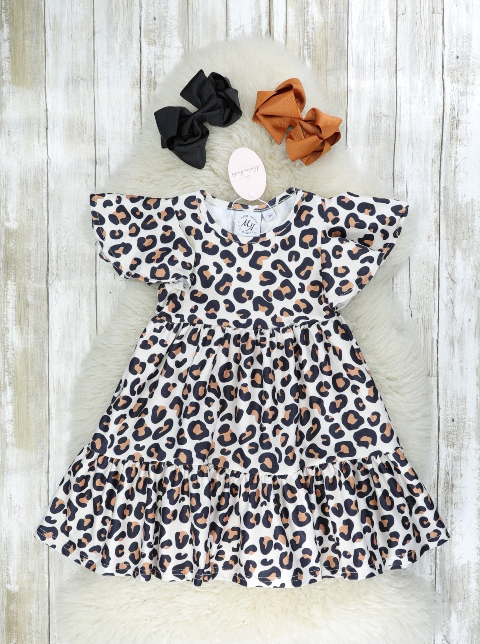 Mom & Me Tiered Leopard Ruffle Dress - Marie Nicole Clothing