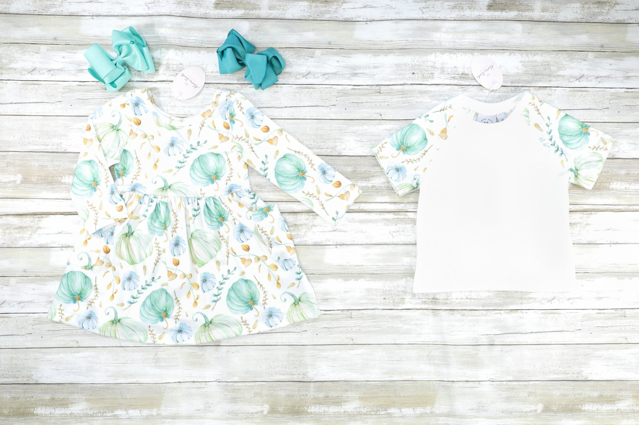 Green & Blue Pumpkin T-Shirt - Marie Nicole Clothing