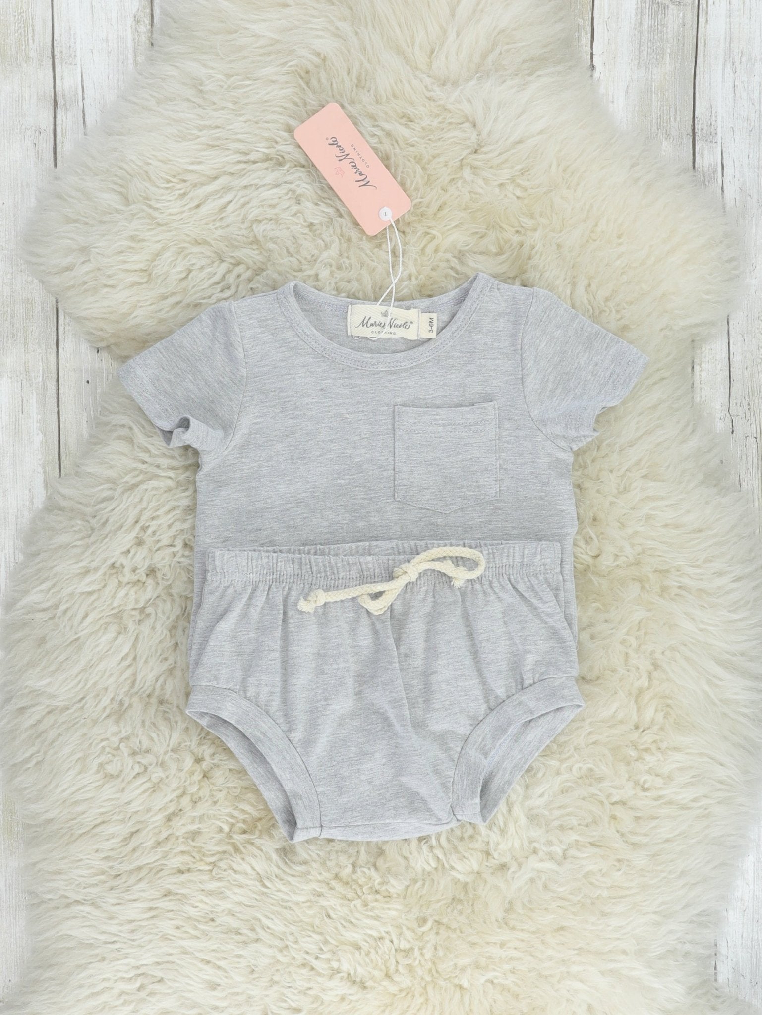 Grey Pocket Bloomers Outfit - Marie Nicole Clothing