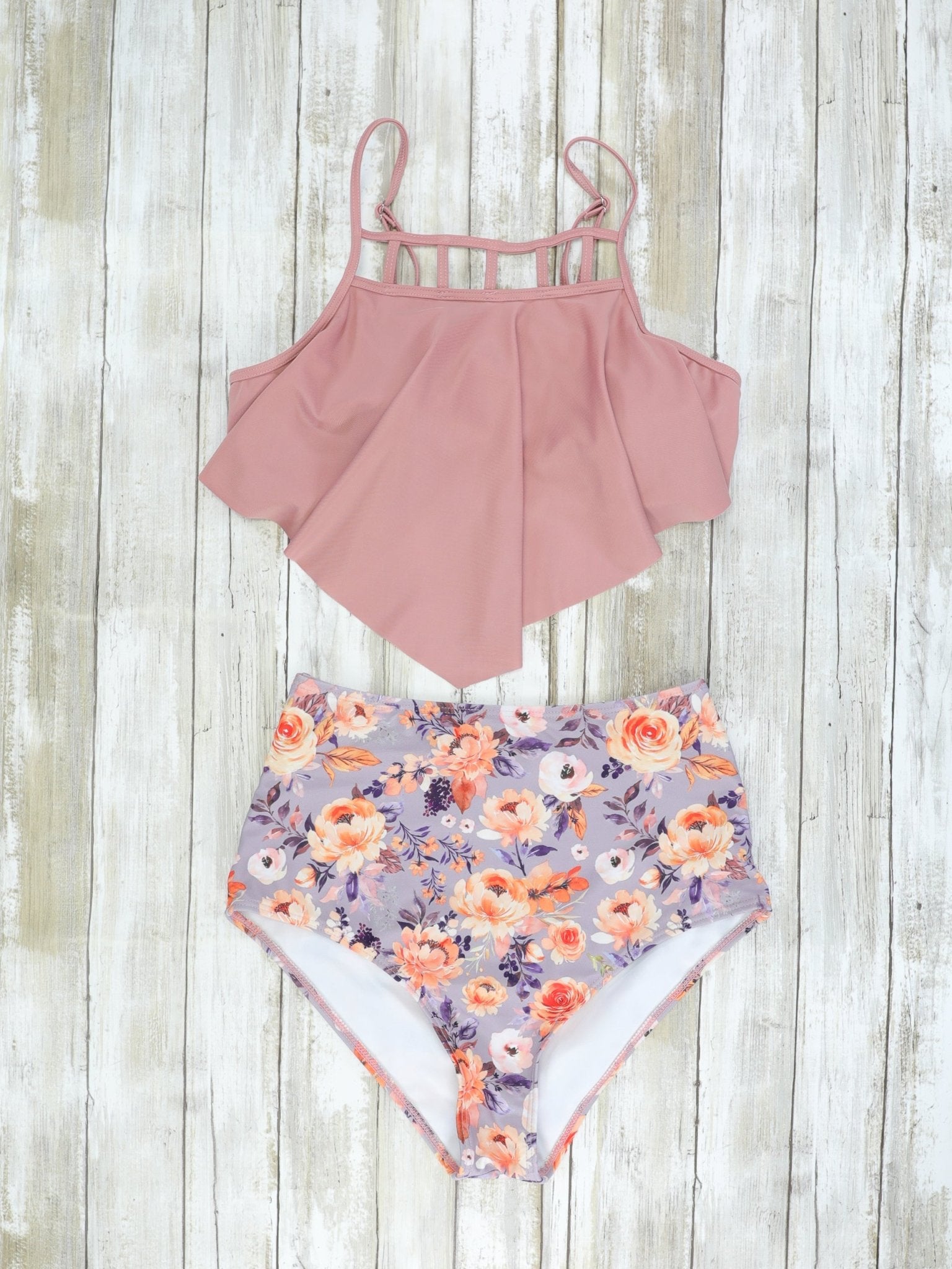 Mom & Me Mauve Floral Bikini - Marie Nicole Clothing
