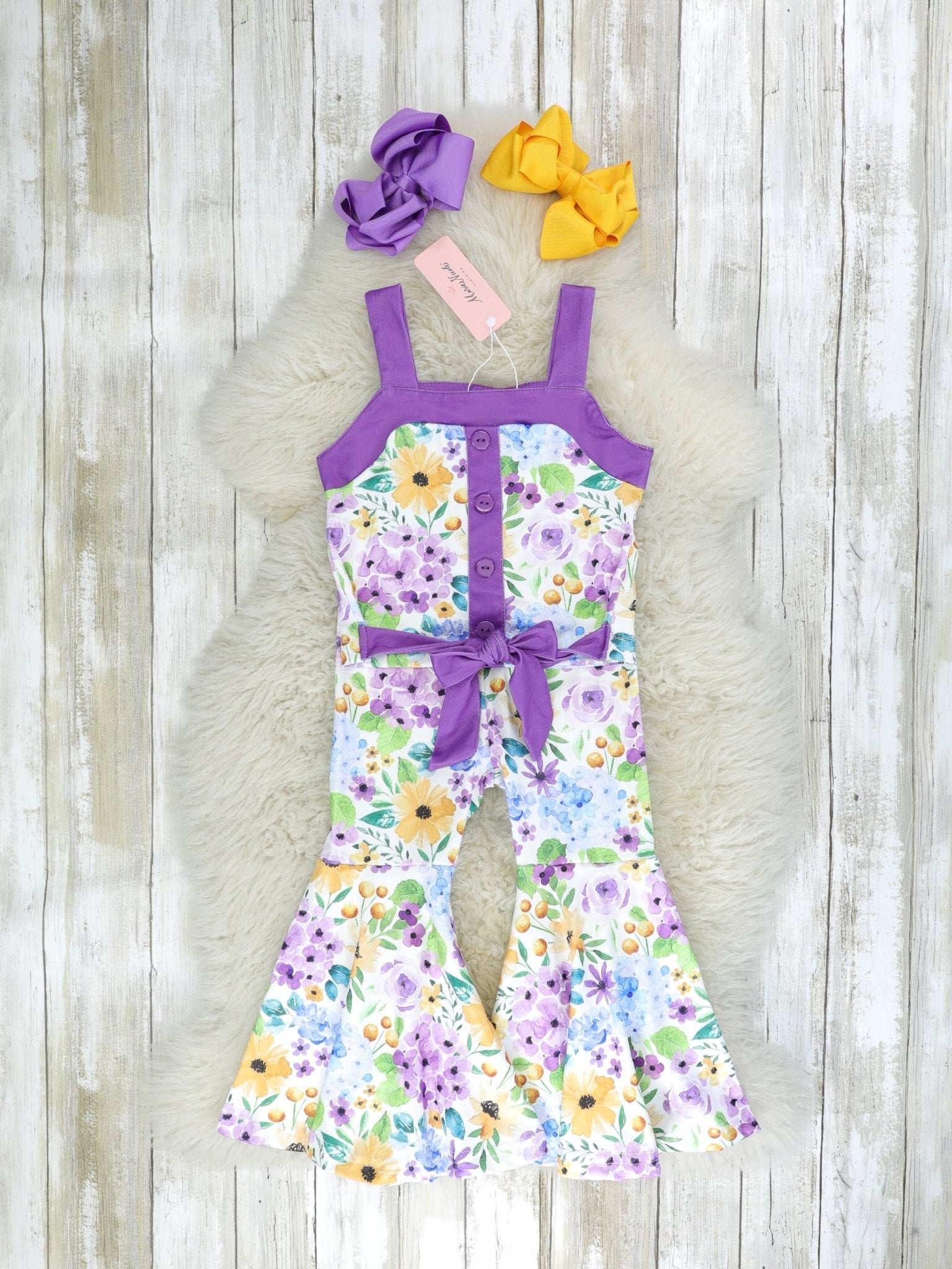 Purple Floral Tank & Bell Bottoms Outfit - Marie Nicole Clothing