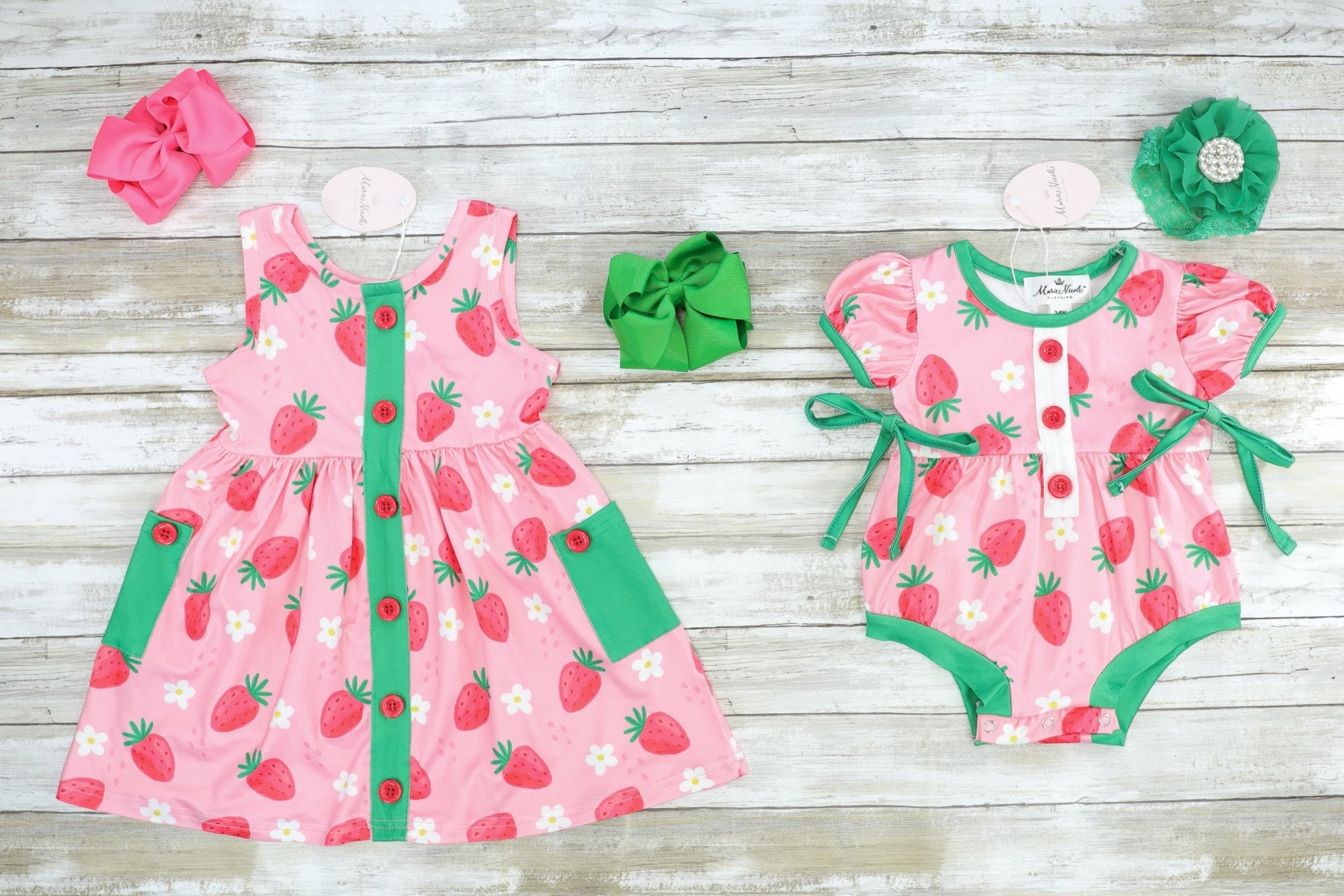 Pink Strawberry Pocket Dress - Marie Nicole Clothing