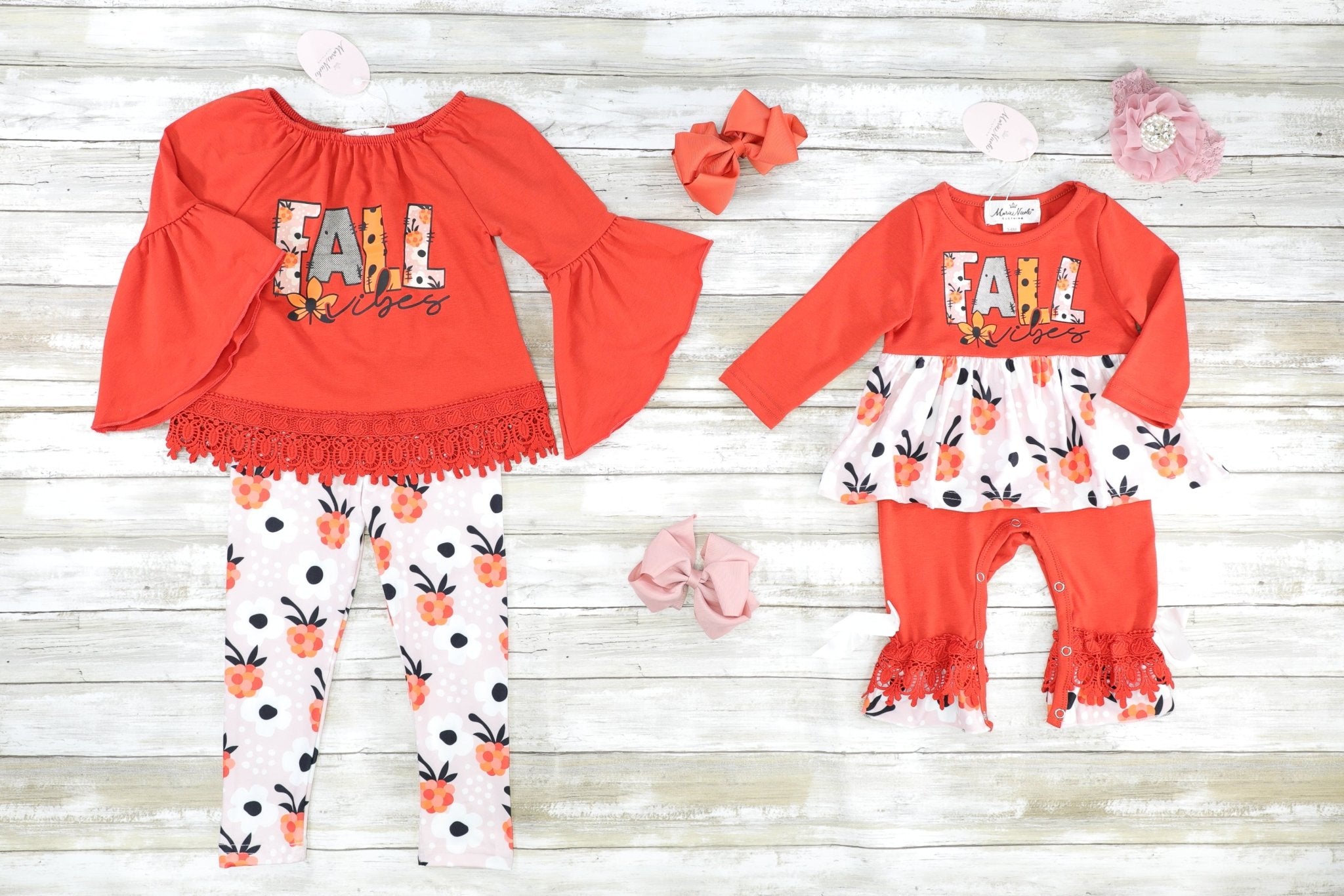Rust "Fall Vibes" Bell Sleeve Outfit - Marie Nicole Clothing