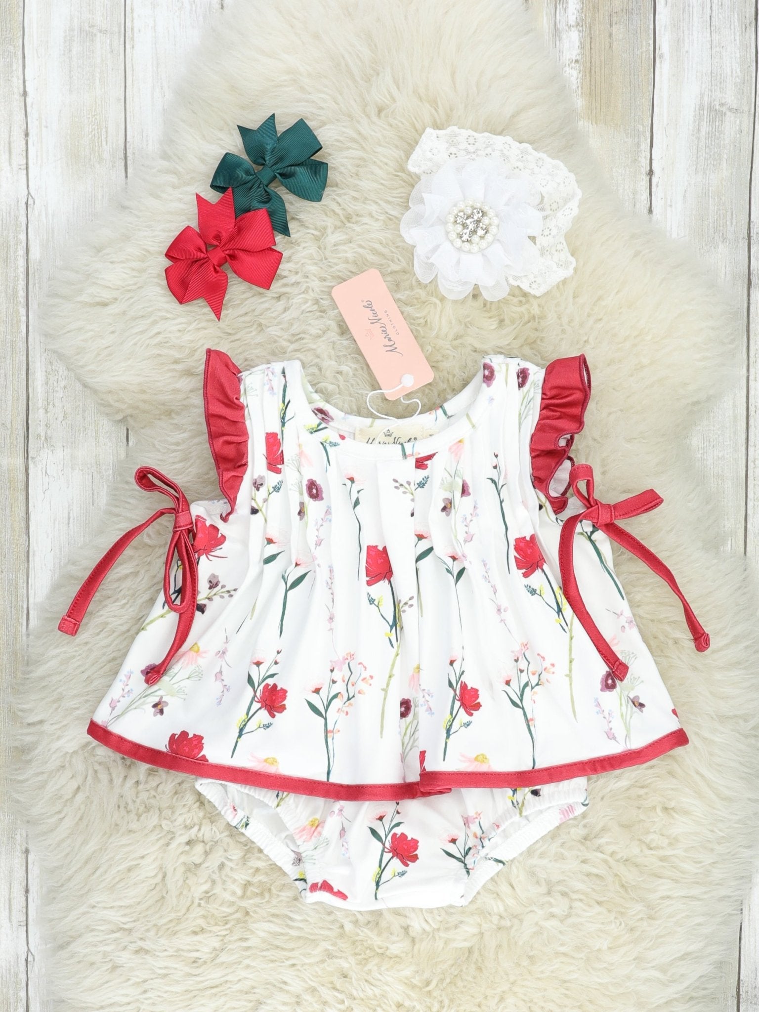 Red Polka Dot Poppy Bloomers Outfit - Marie Nicole Clothing