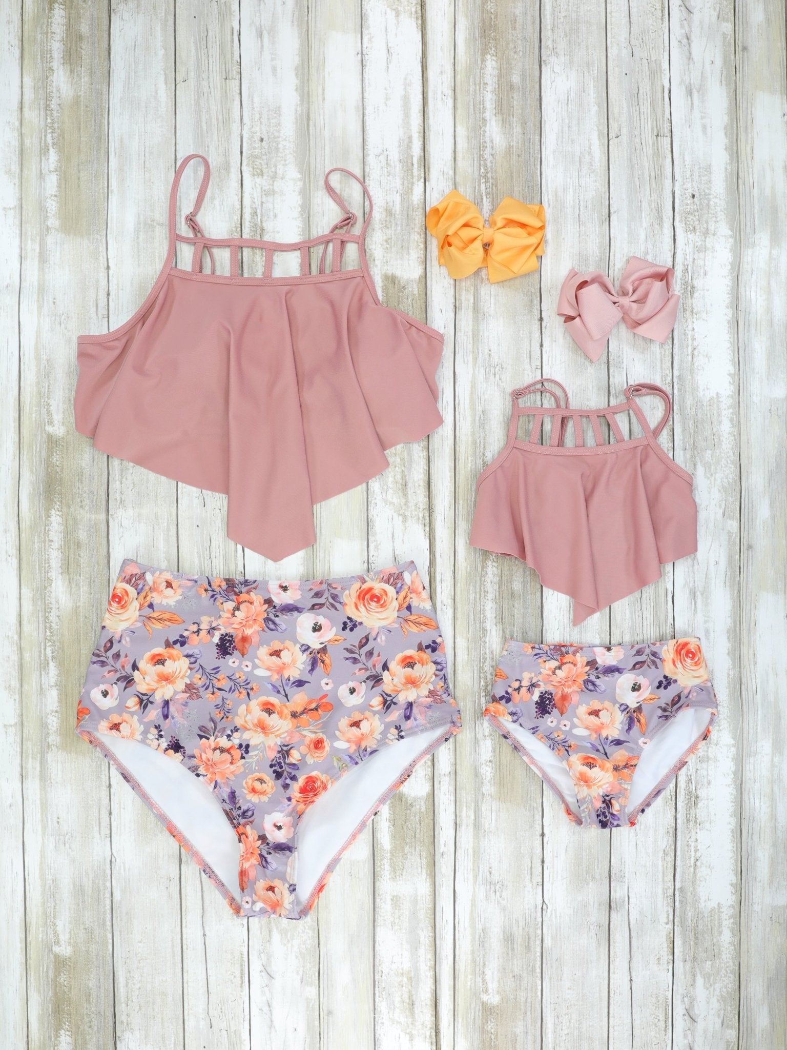 Mom & Me Mauve Floral Bikini - Marie Nicole Clothing