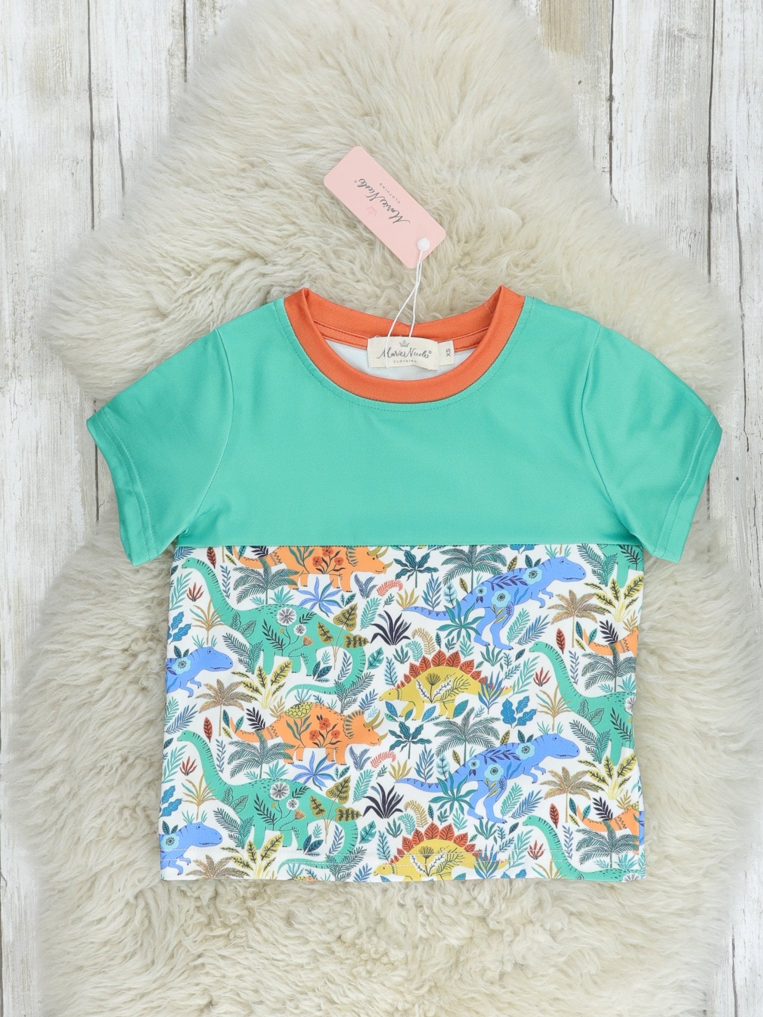 Jungle Green Dinosaur Shirt - Marie Nicole Clothing
