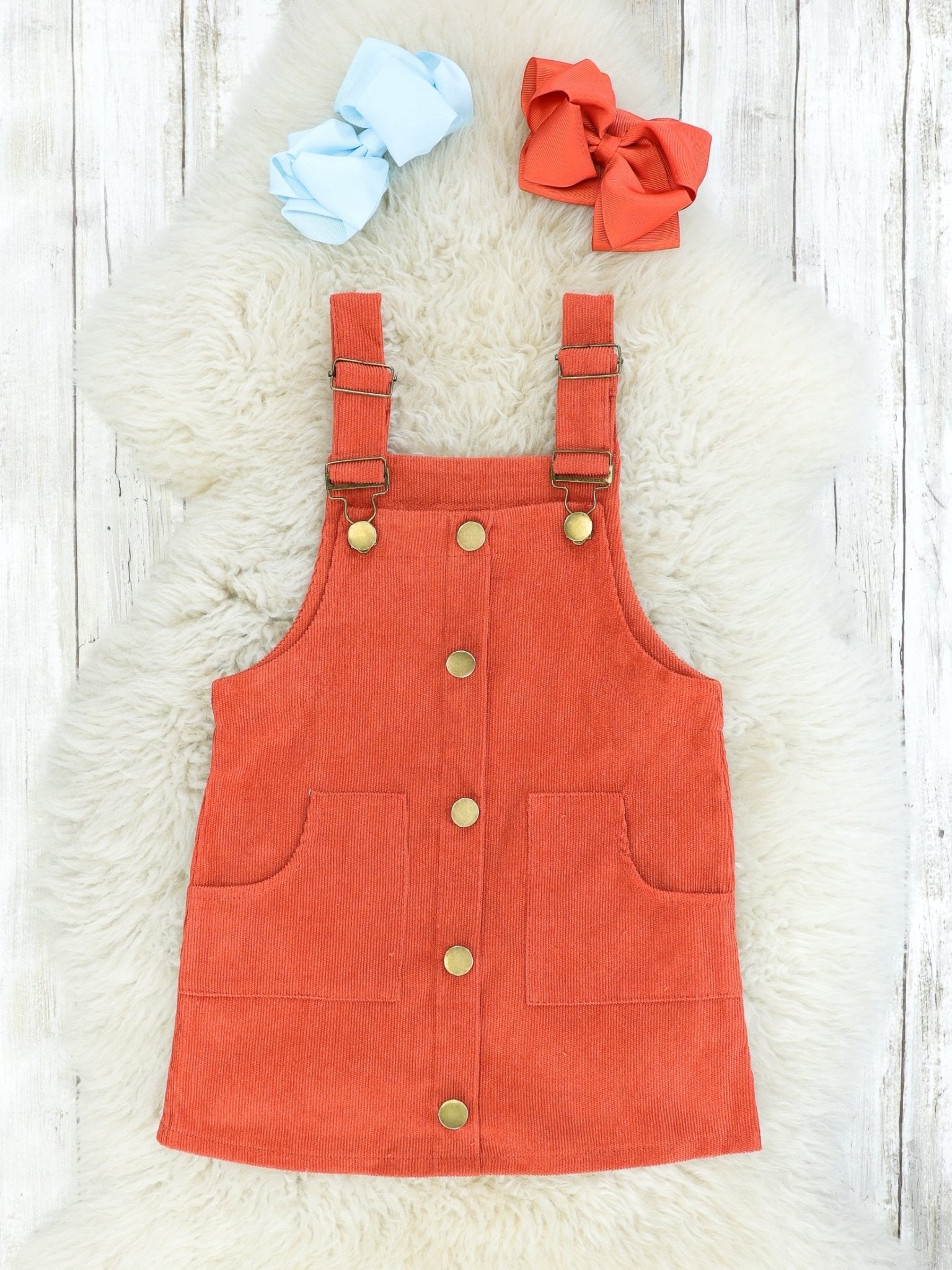 Striped Long Sleeve Top & Pocket Overall Dress Outfit - Marie Nicole Clothing