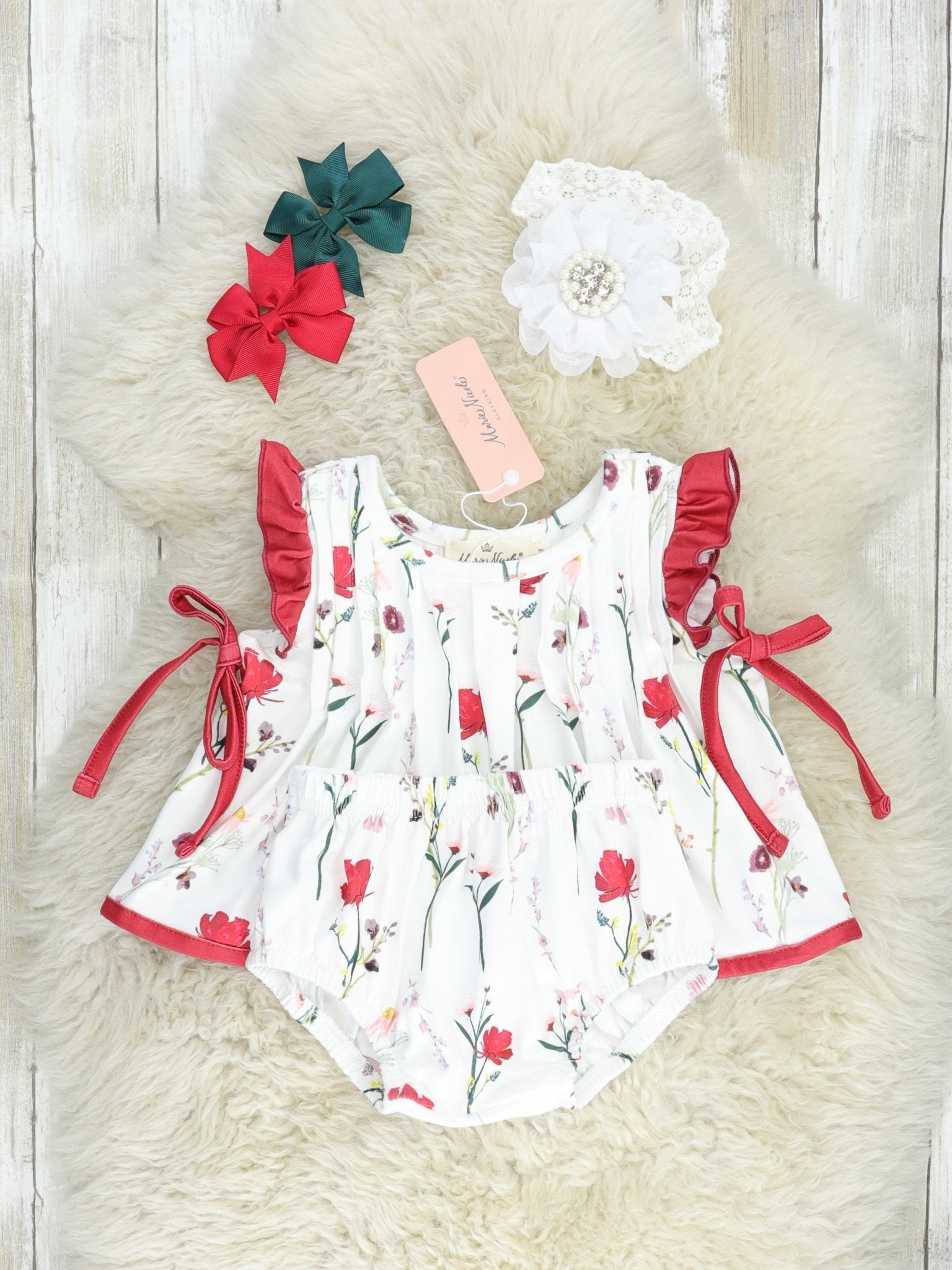 Red Polka Dot Poppy Bloomers Outfit - Marie Nicole Clothing