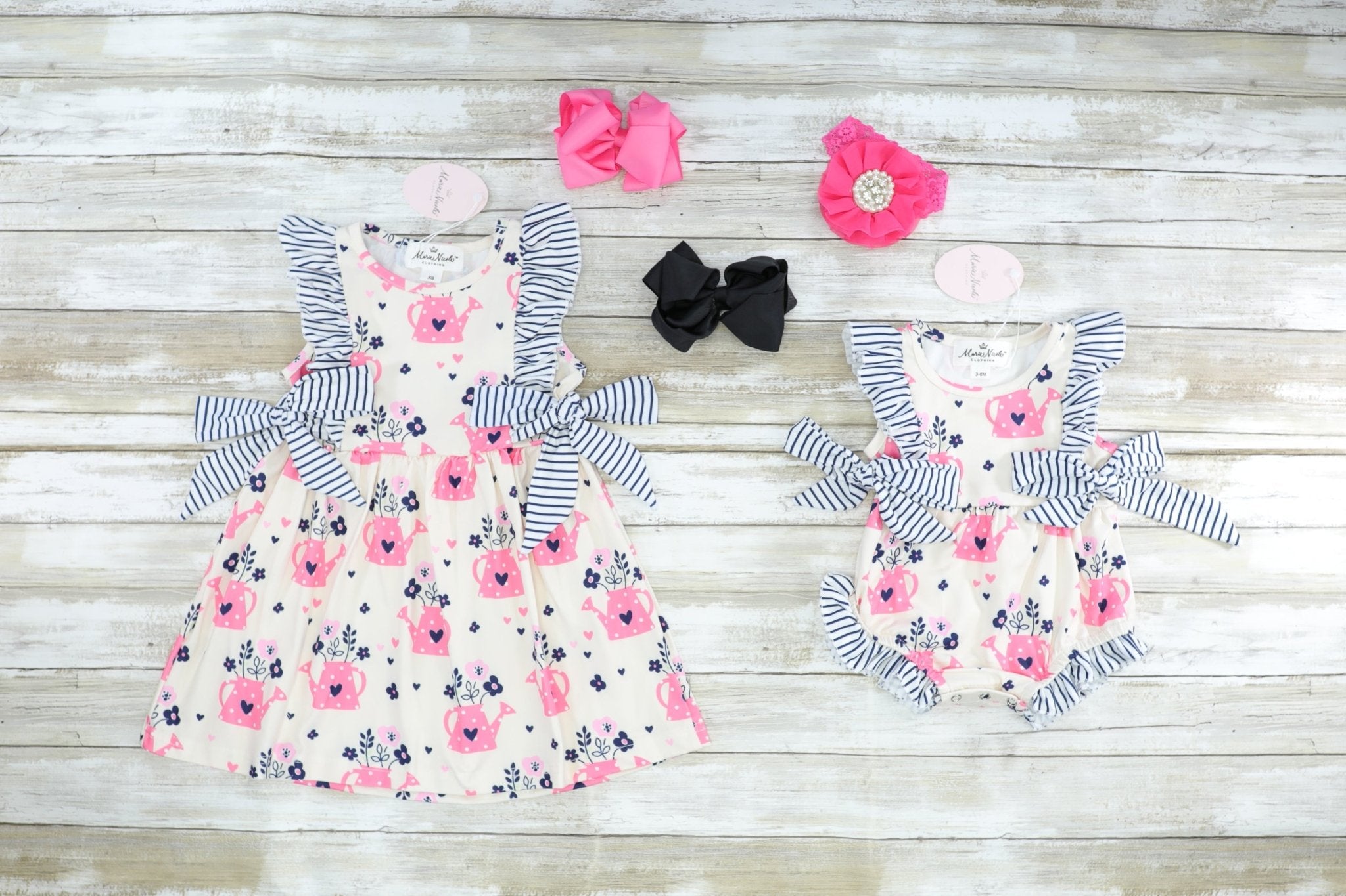Pink Gardening Ruffle Swing Dress - Marie Nicole Clothing
