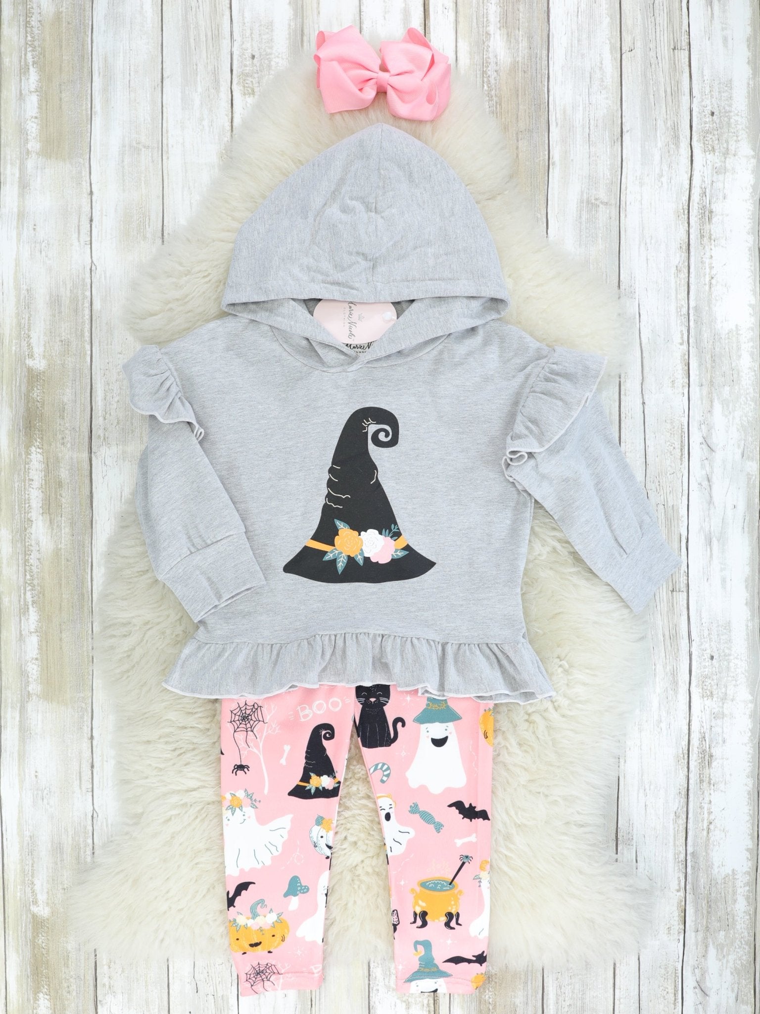 Floral Witch Hat Ruffle Hoodie Outfit - Marie Nicole Clothing