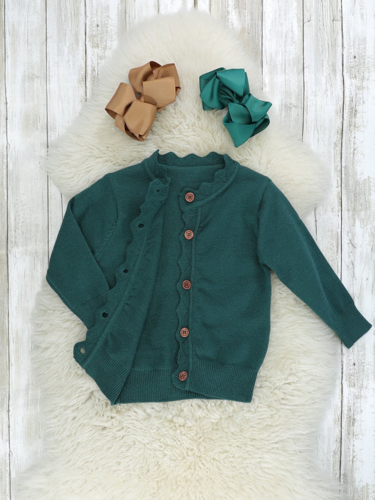 Evergreen Button - Up Ruffle Cardigans - Marie Nicole Clothing