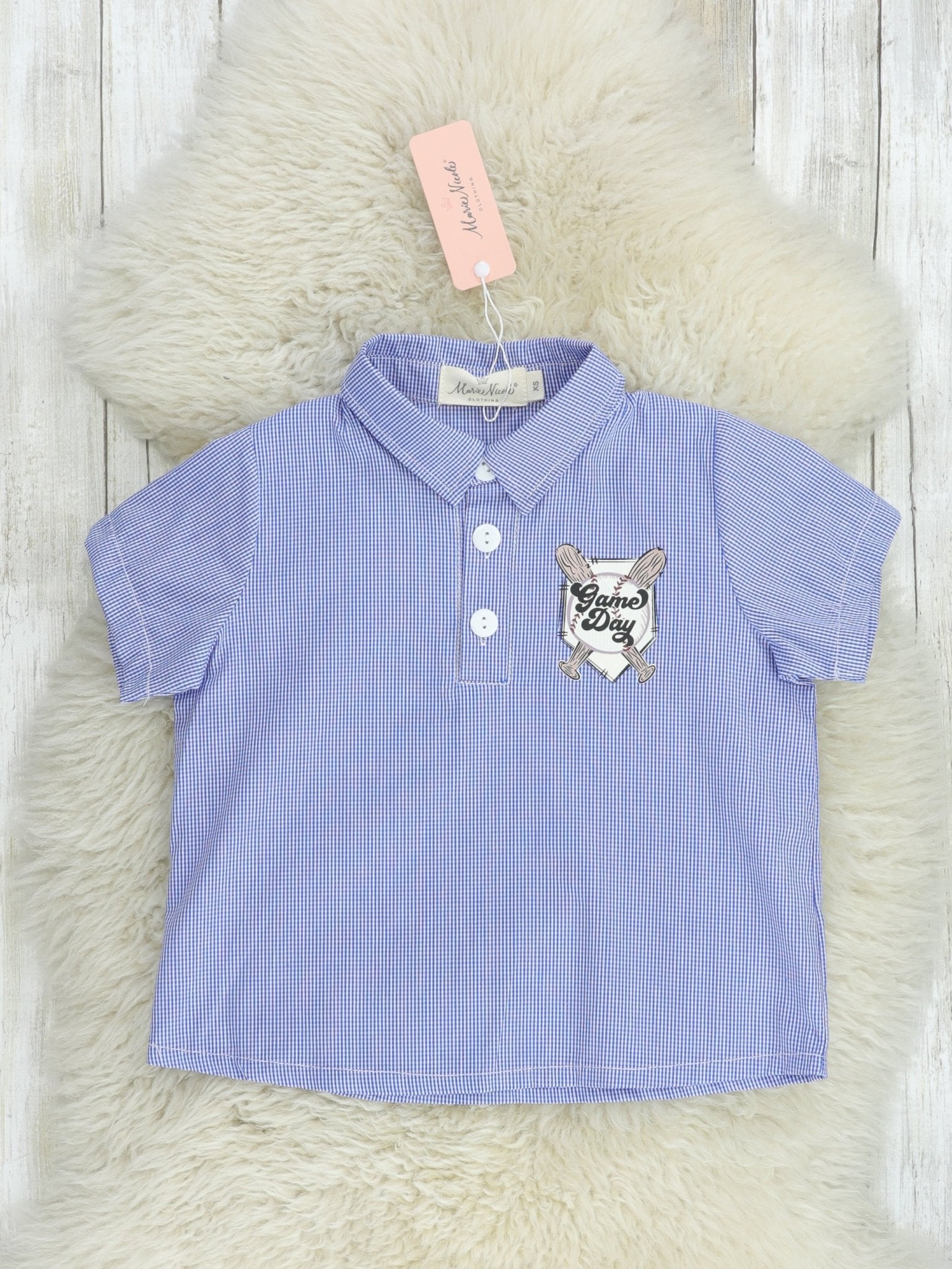 Blue "Game Day" Polo - Marie Nicole Clothing