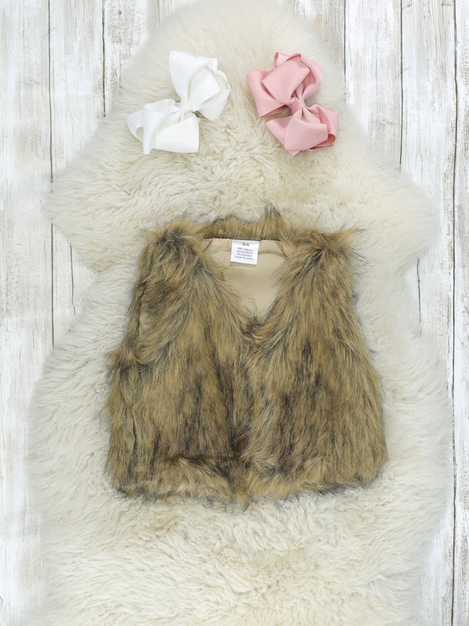Pink Gingerbread Land Dress W/ Fur Vest - Marie Nicole Clothing