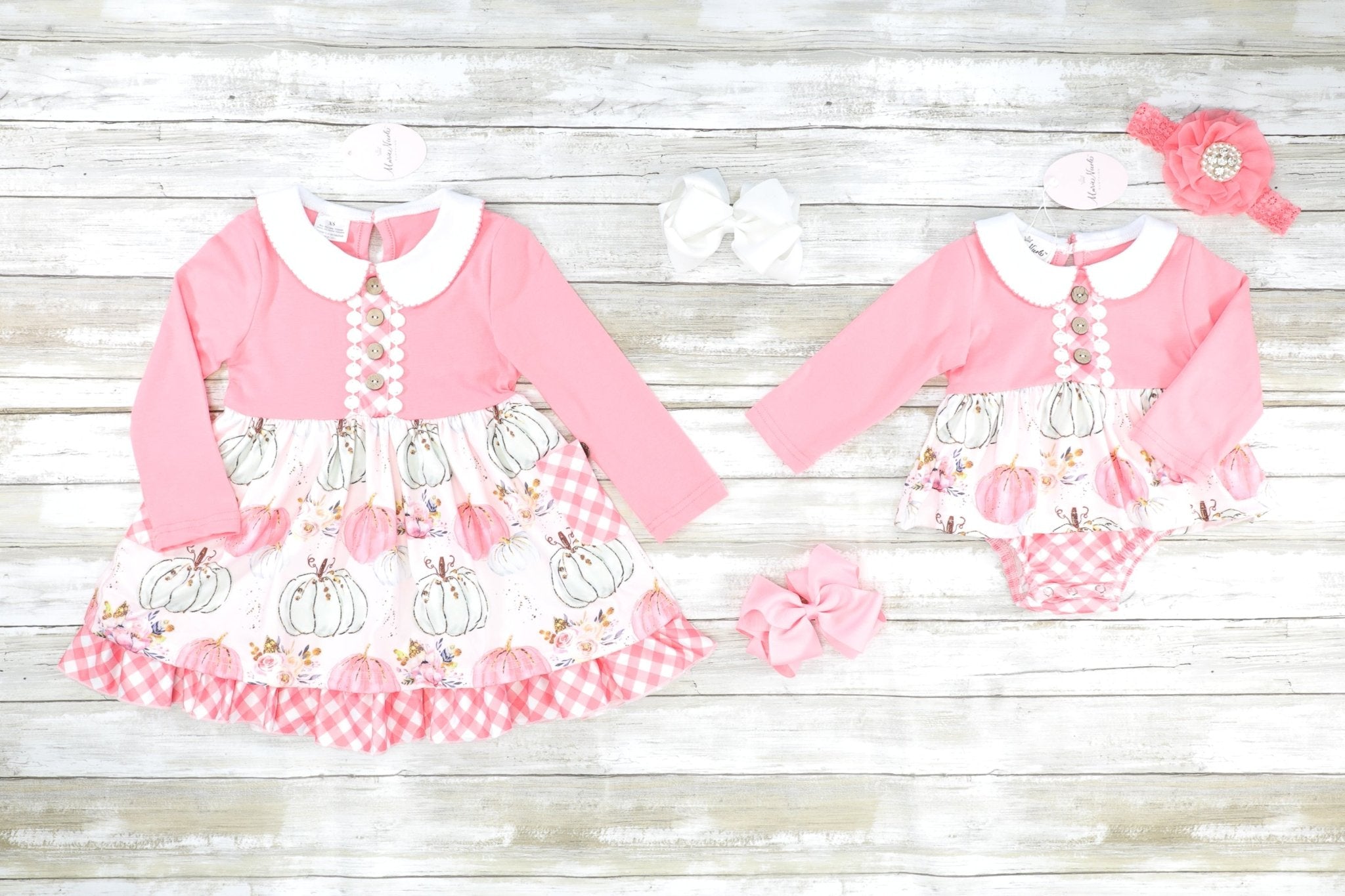 Pink Pumpkin Vintage Romper - Marie Nicole Clothing